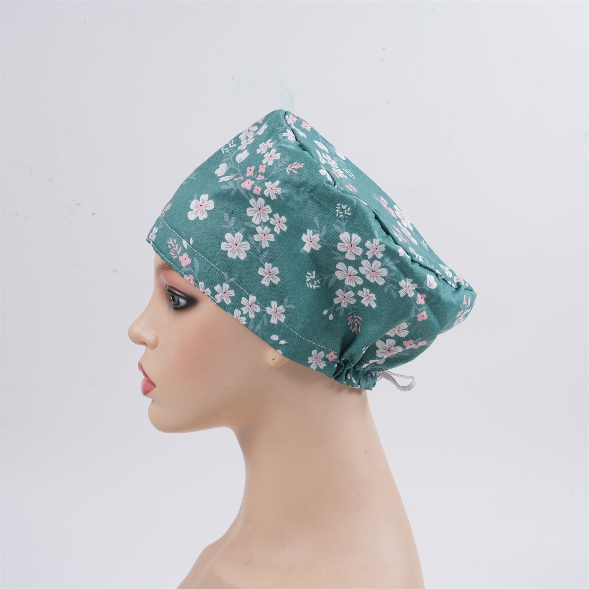 Cherry Blooms Surgical Scrub Cap, Handmade Cotton Tiebcak Surgery Cap