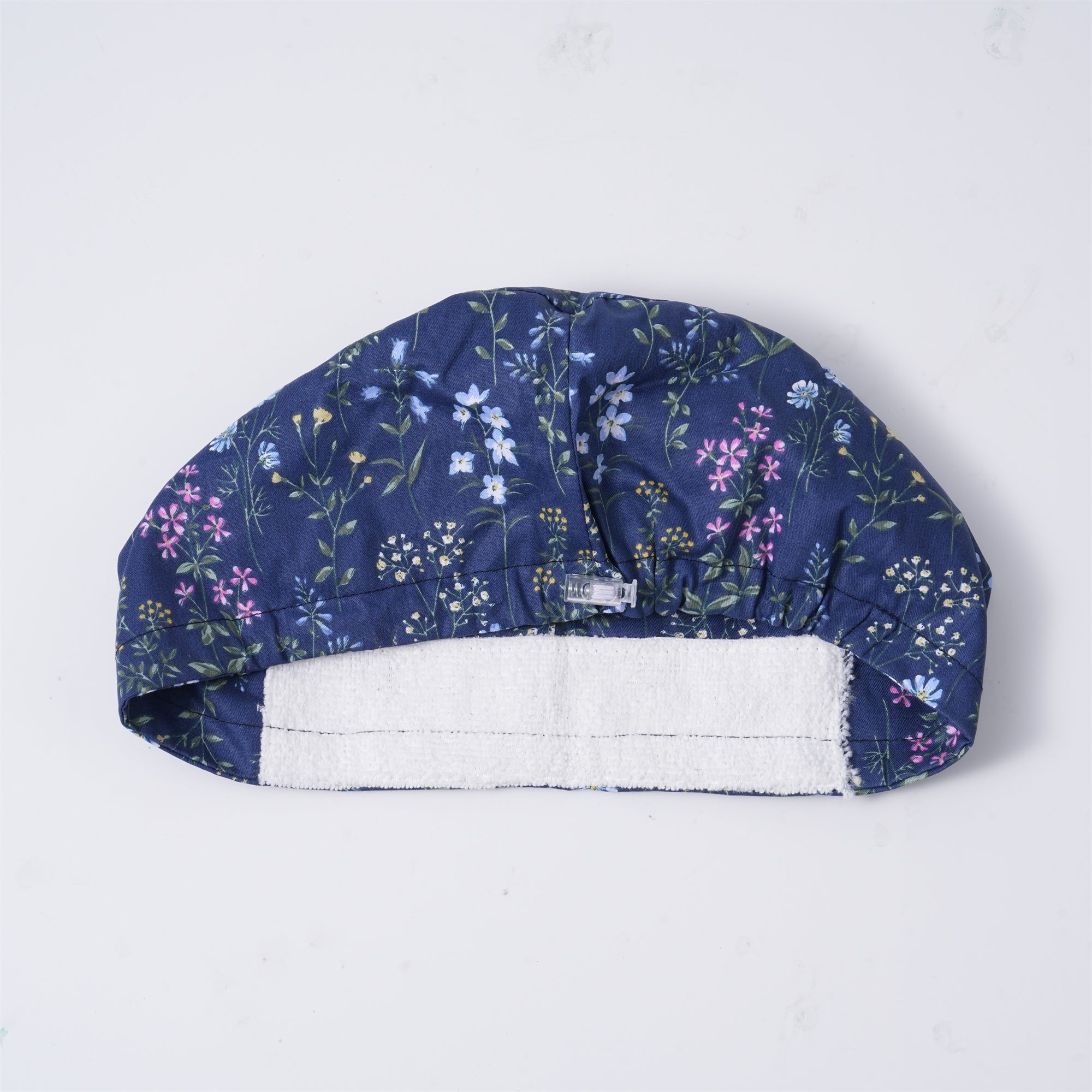 Blue Pink Floral Surgical Scrub Cap - Tieback Style