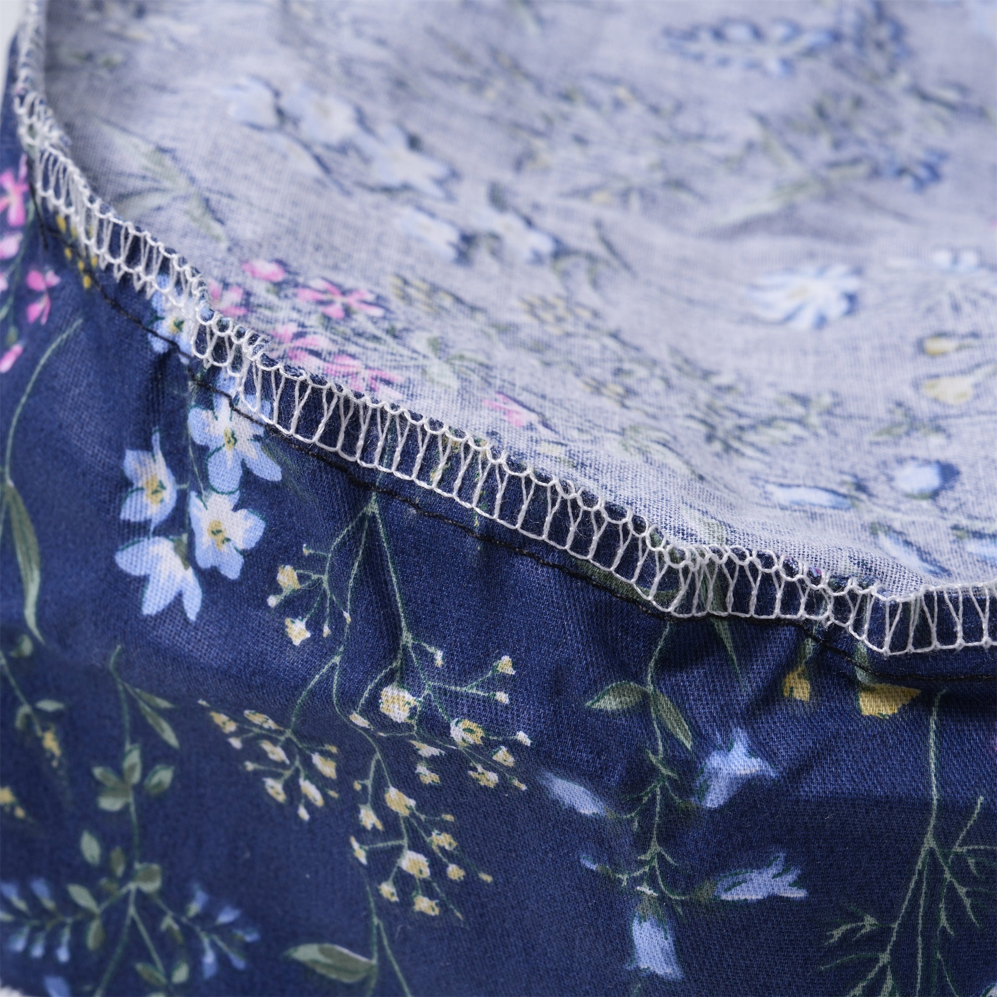 Blue Pink Floral Surgical Scrub Cap - Tieback Style