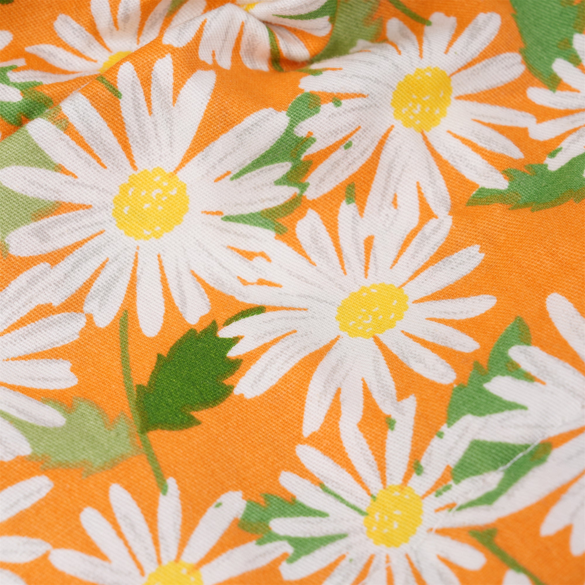 Orange Flowers Cotton Ponytail Scrub Cap,Fall