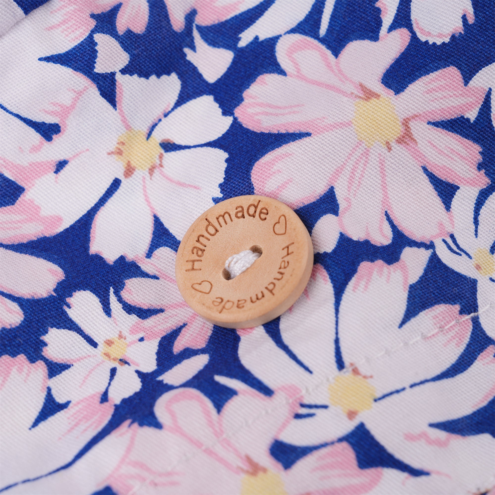 Blue White Pink Floral Cotton Ponytail Scrub Cap