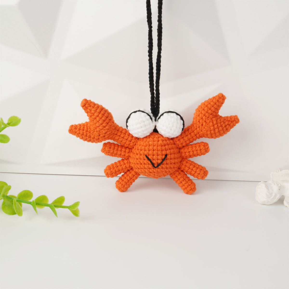 Handmade Crochet Crab Pendant, Ocean Animal Car Hanging