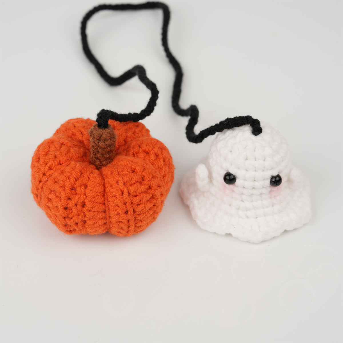 Cute Crochet Ghost Pumpkin Car Decor