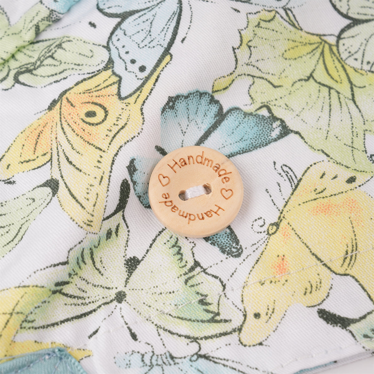 Teal Butterfly Cotton Ponytail Scrub Cap