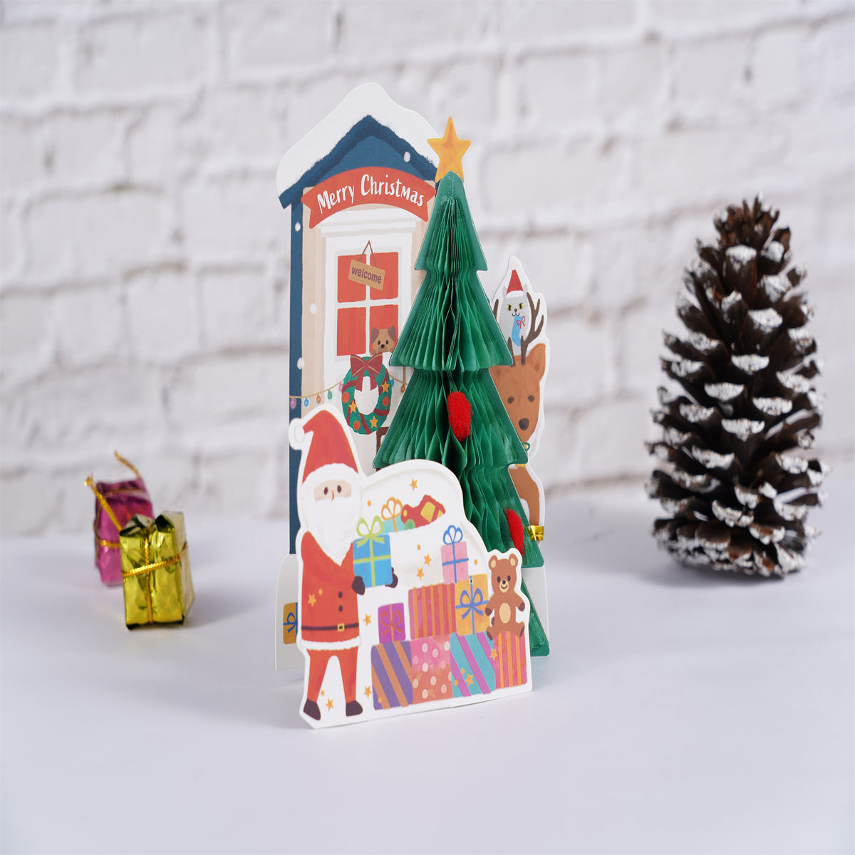 Cute Tiny Santa Gift Christmas Card