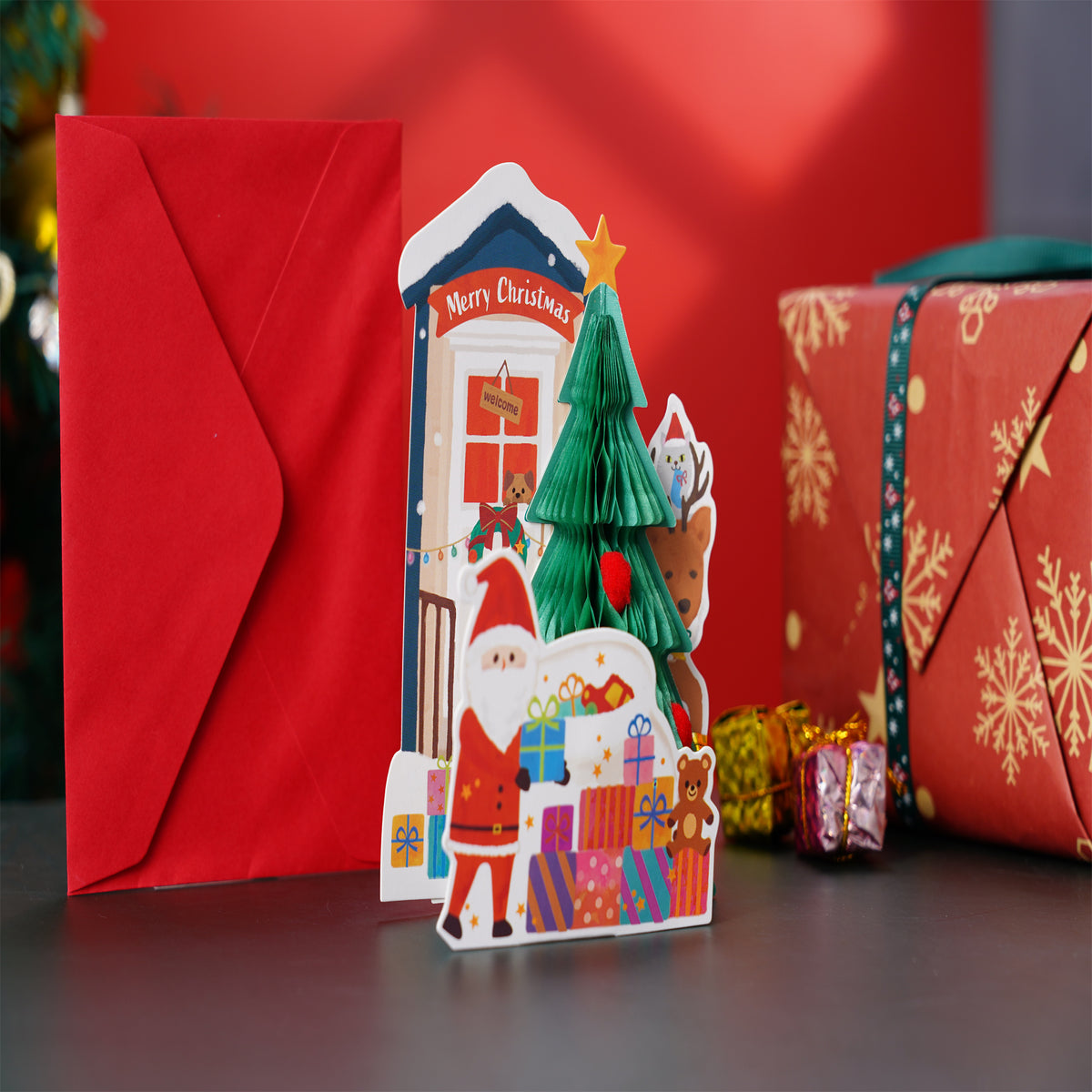 Cute Tiny Santa Gift Christmas Card