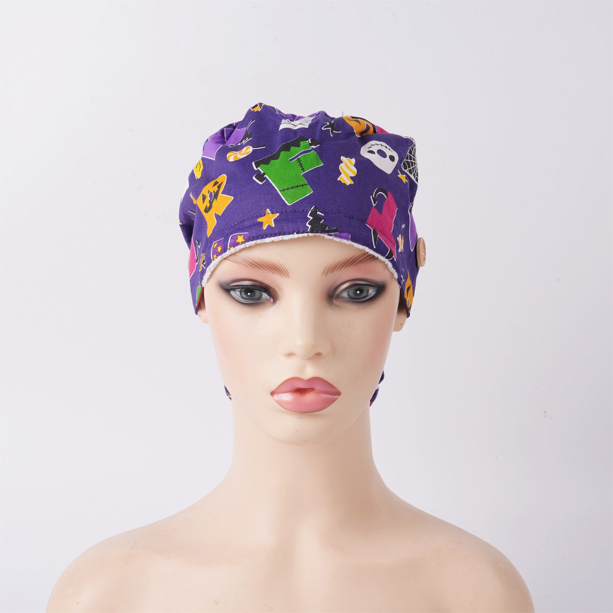Spooky Halloween Letter Ponytail Scrub Cap