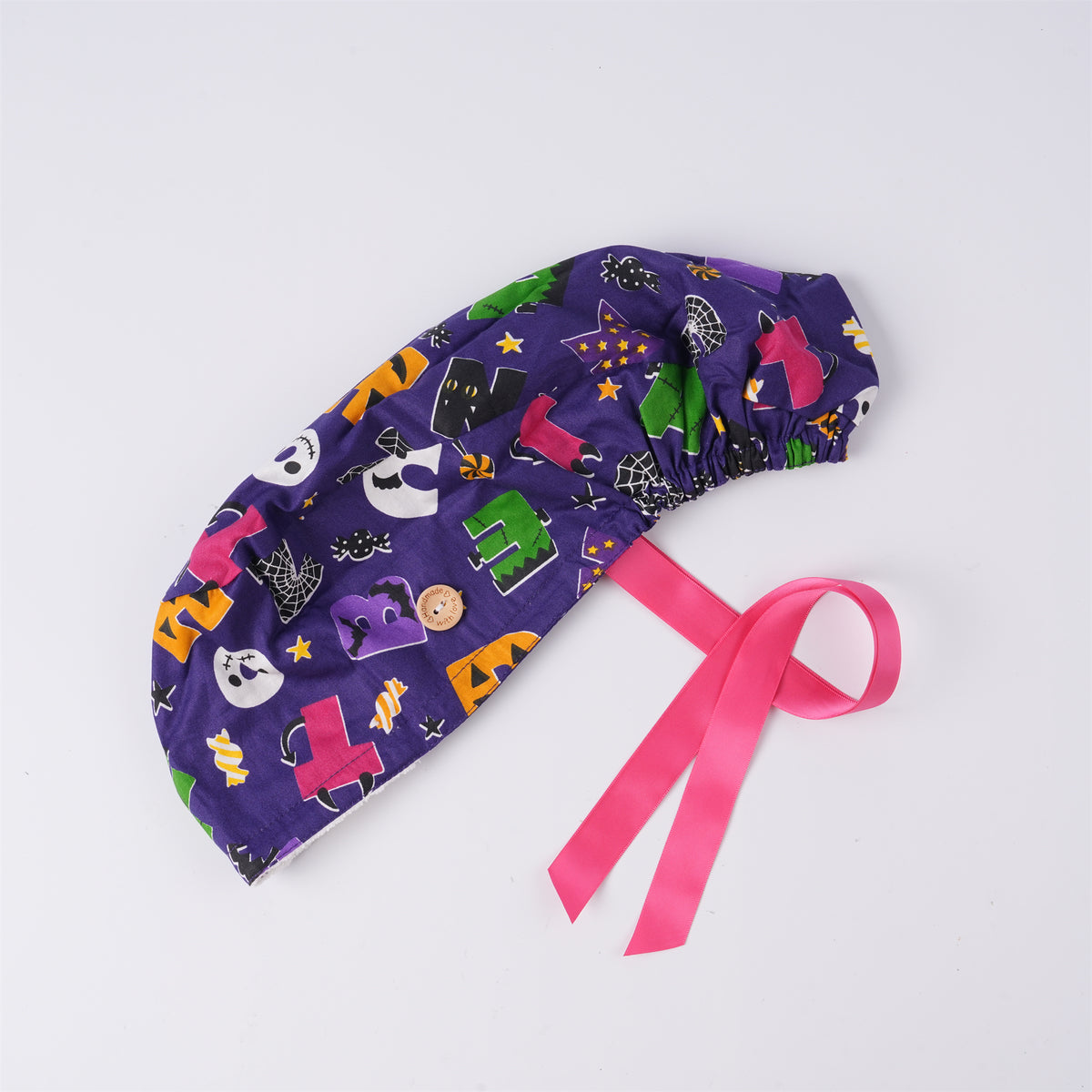 Spooky Halloween Letter Ponytail Scrub Cap