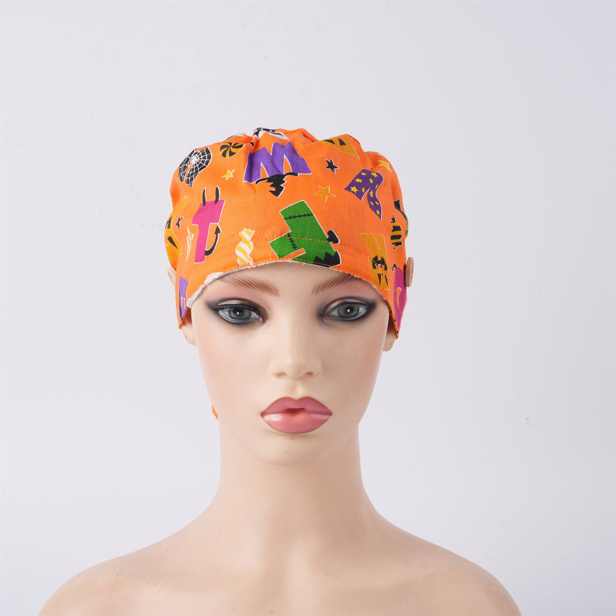Spooky Halloween Letter Ponytail Scrub Cap