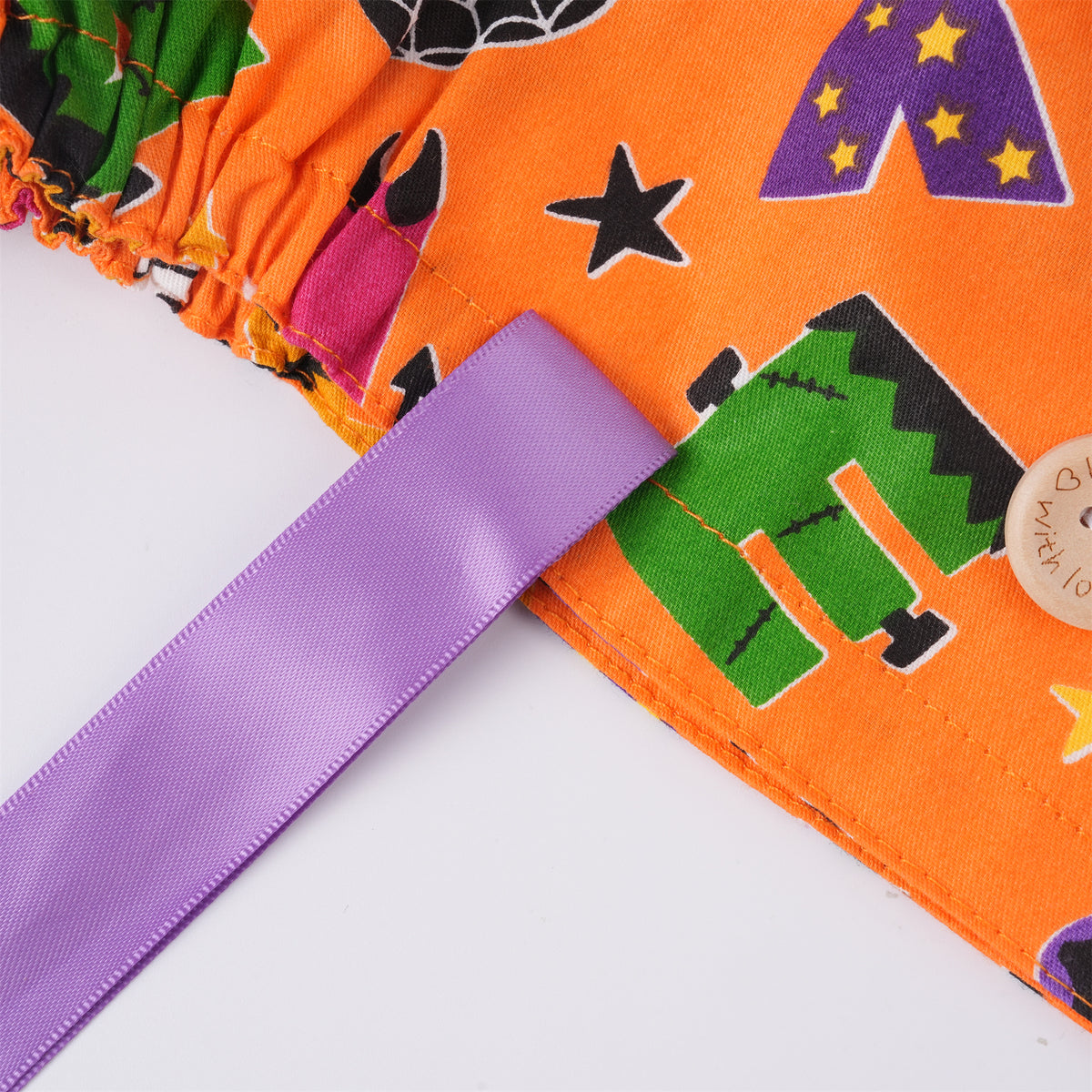 Spooky Halloween Letter Ponytail Scrub Cap