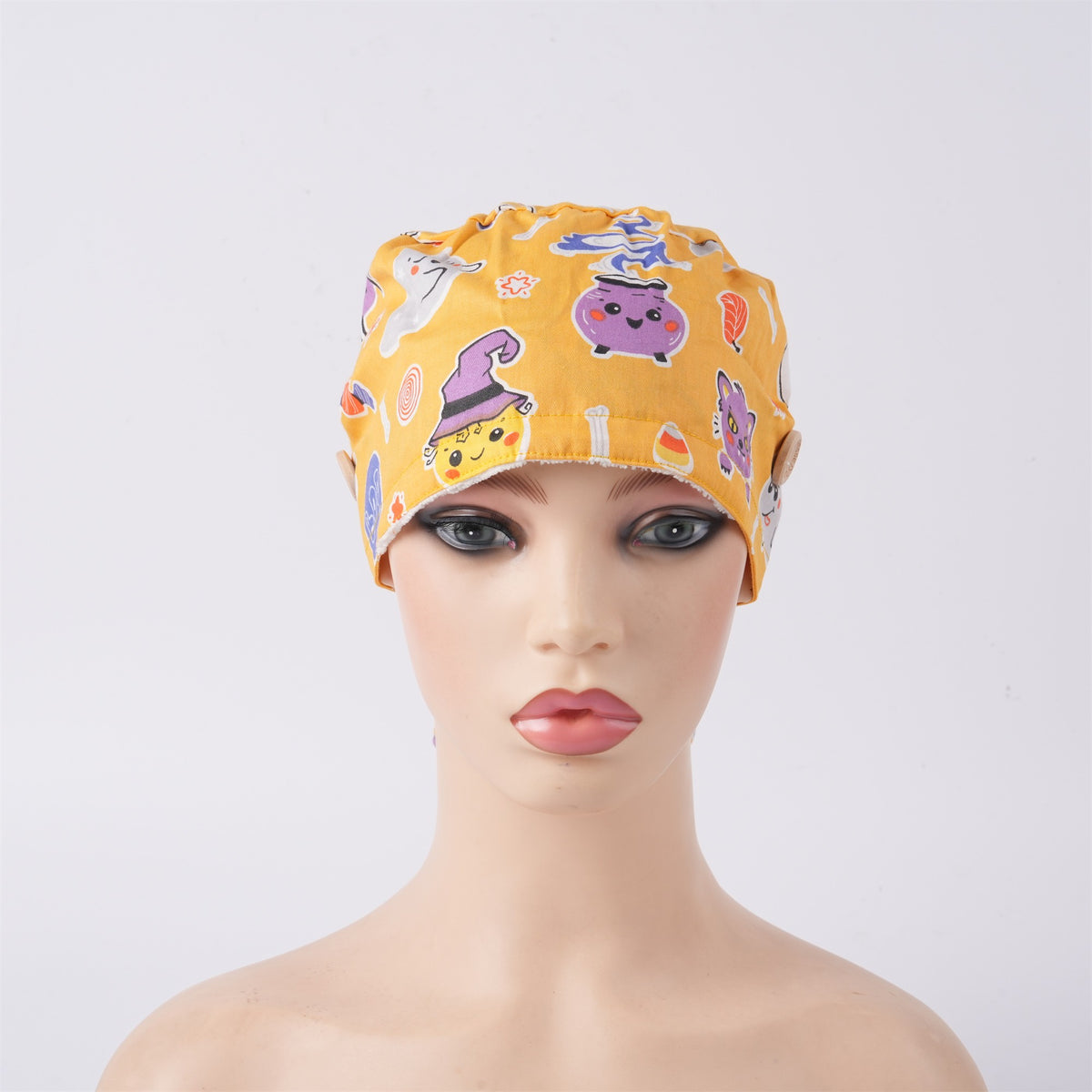Cute Ghost Candy Ponytail Scrub Cap, Yellow Pink Optional