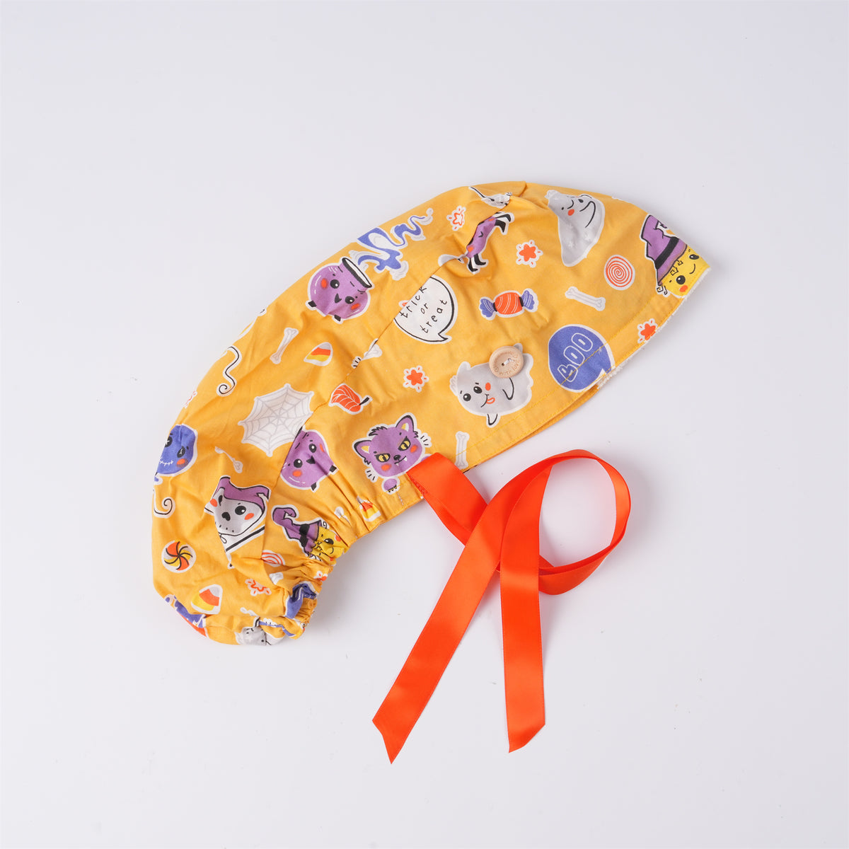 Cute Ghost Candy Ponytail Scrub Cap, Yellow Pink Optional