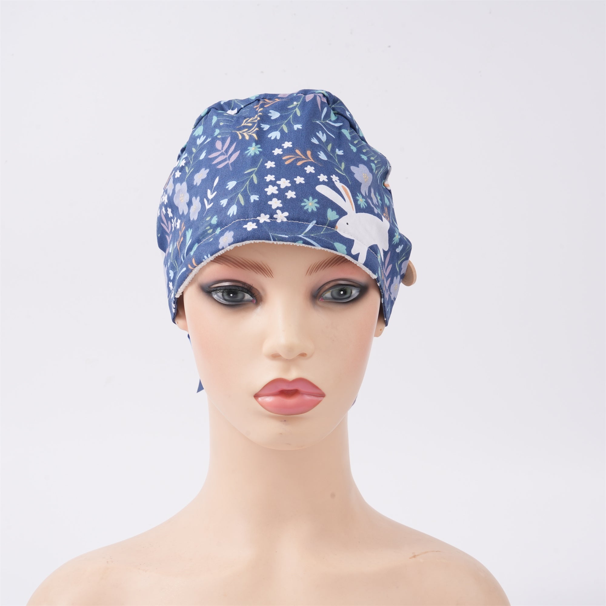 Wildflowers Animal Ponytail Scrub Cap,Navy Cotton OR Hat