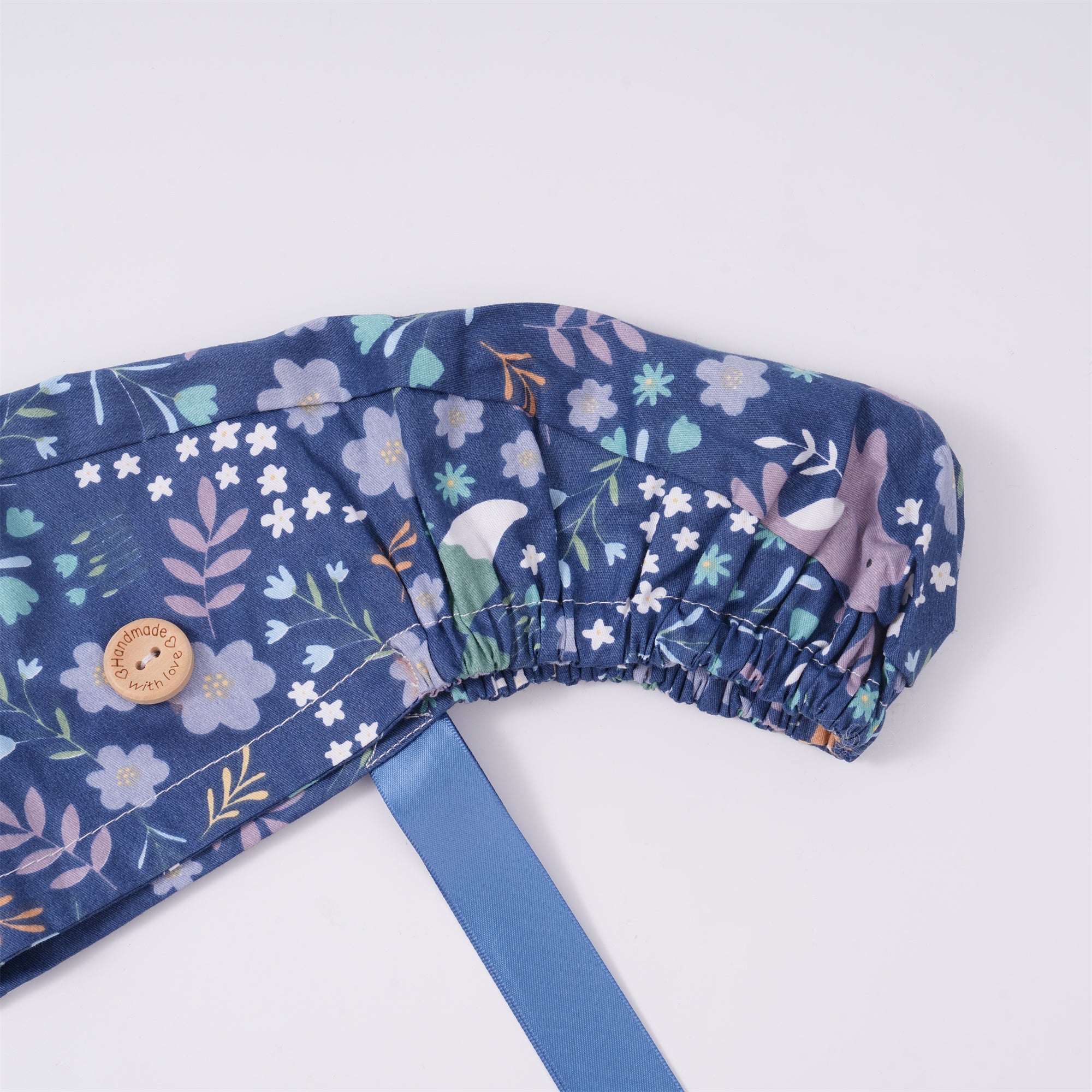 Wildflowers Animal Ponytail Scrub Cap,Navy Cotton OR Hat