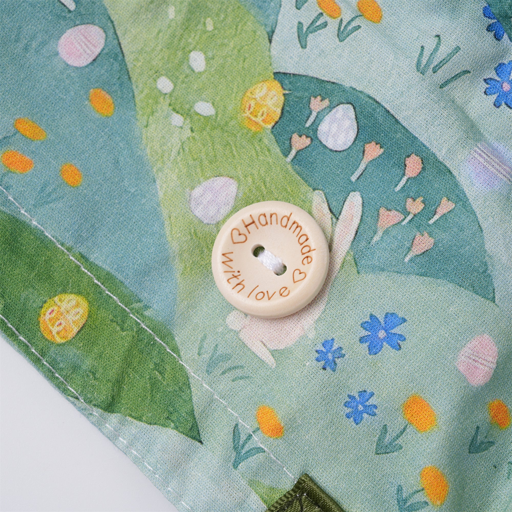 Green Floral Meadow Cotton Ponytail Scrub Cap