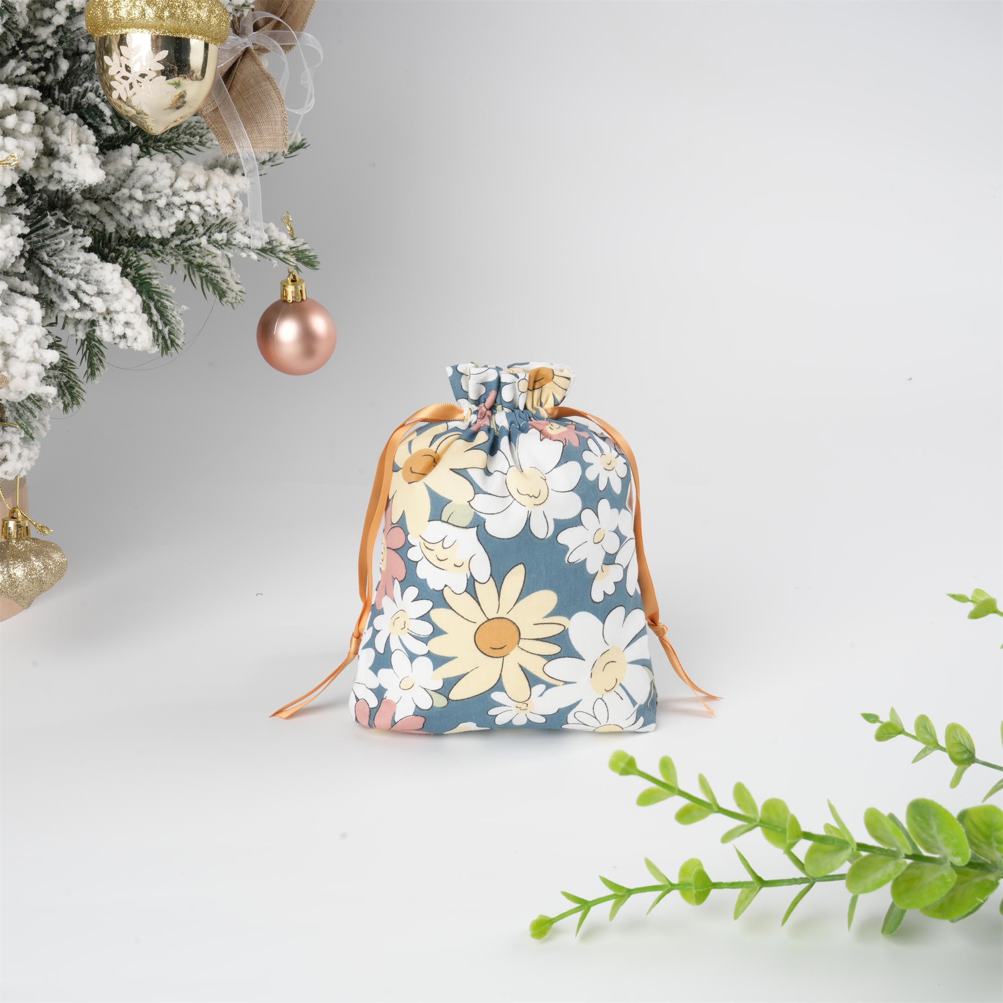 White/Orange/Pink Diasy Flower Drawstring Gift Bag,Holidy Party/Wedding Favor Gift Bag Wrapping