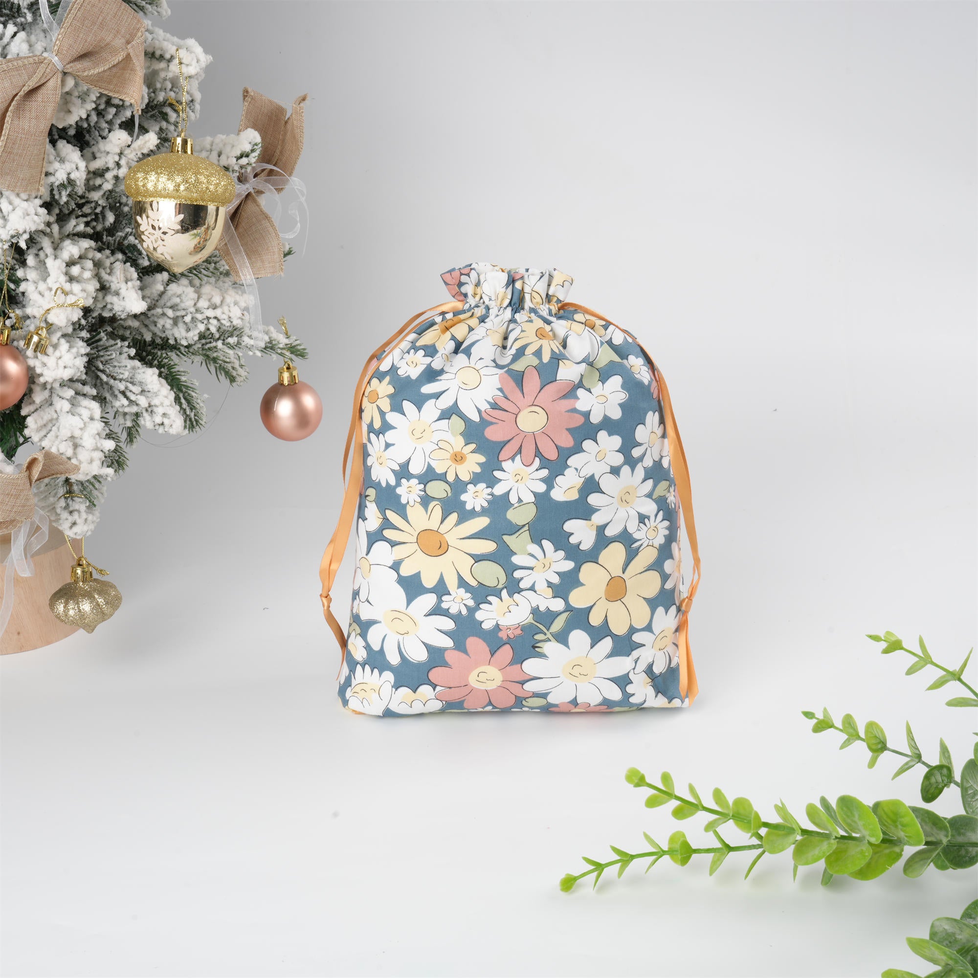 White/Orange/Pink Diasy Flower Drawstring Gift Bag,Holidy Party/Wedding Favor Gift Bag Wrapping