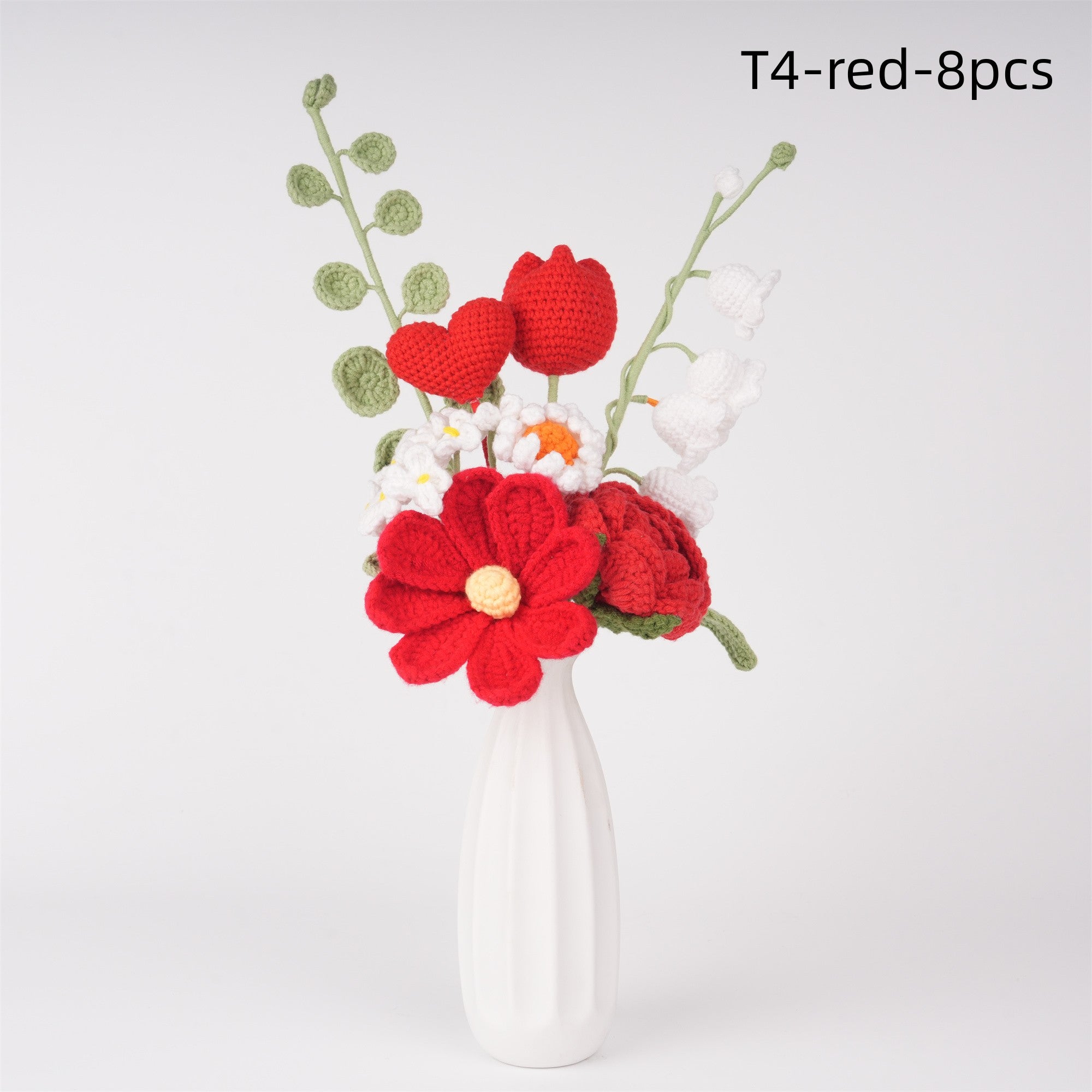 Valentines Crochet Love Bouquet, Knitted Tulip, Rose, Love Heart Flowers, Red/Pink/Pruple, Romantic Gift for Her