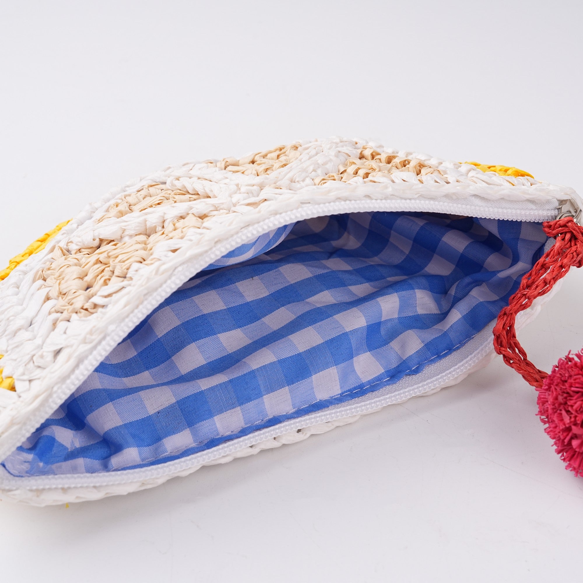 Women's Straw Woven Handbag,Watermelon & Lemon Design,Cute Cosmetic Bag for All Occasions
