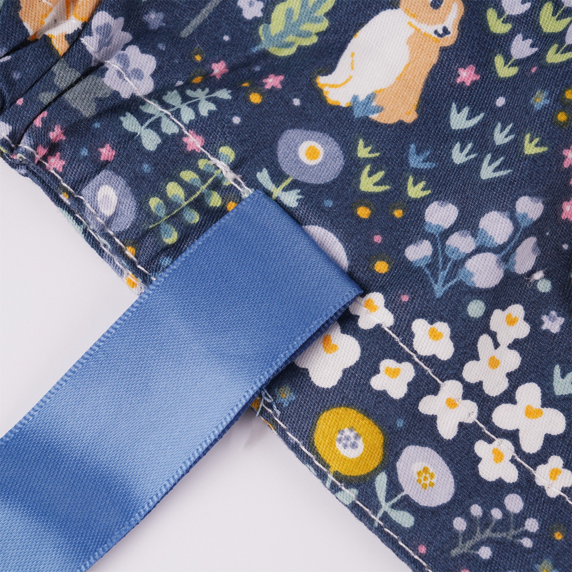 Navy Bunny Cotton Ponytail Scrub Cap