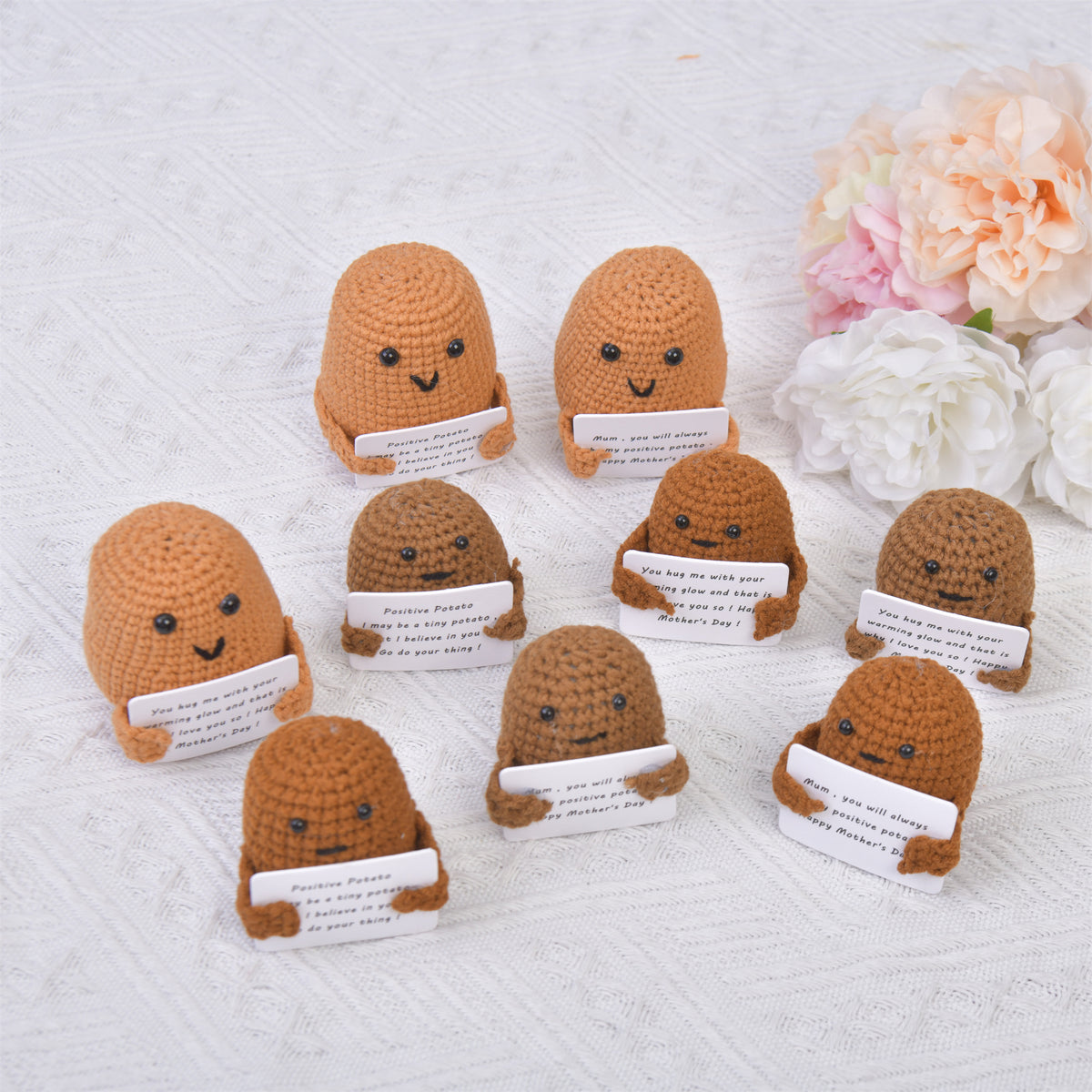 Handmade Crochet Potato with MIni Card,Emotional Support Gift