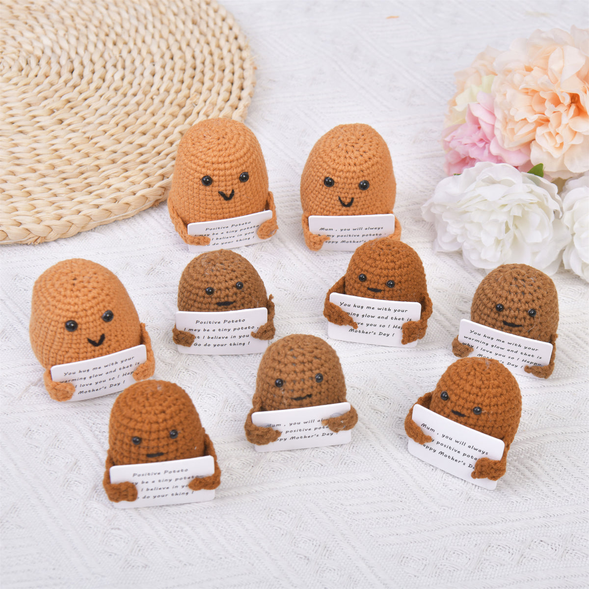 Handmade Crochet Potato with MIni Card,Emotional Support Gift