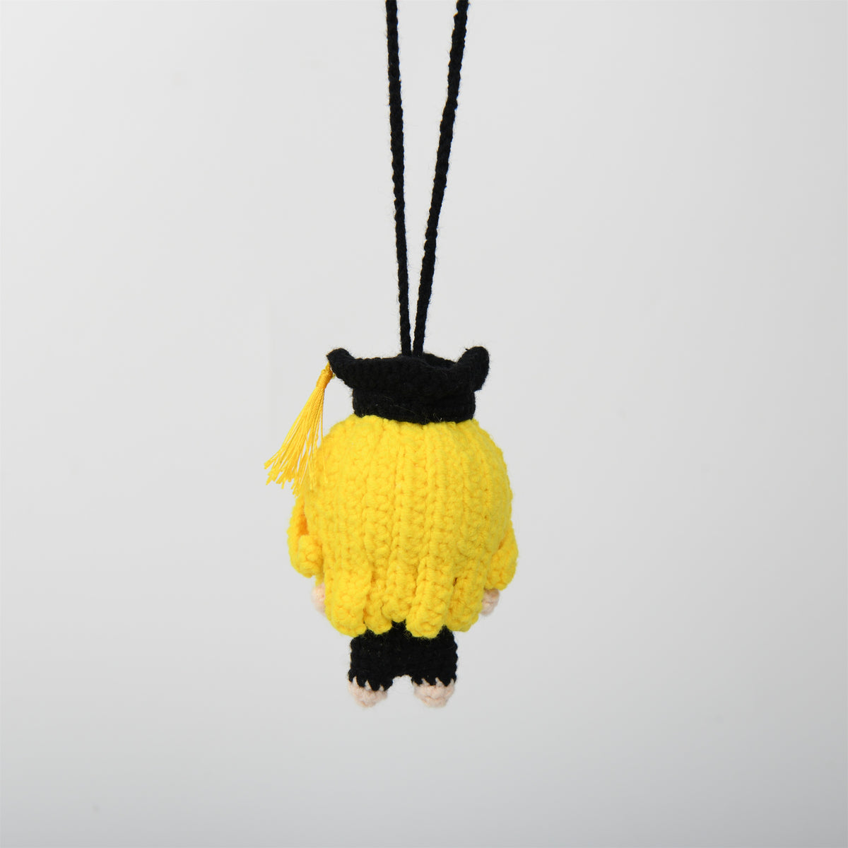 Yellow Hair Crochet Graduation Doll Car Mirror Pendant