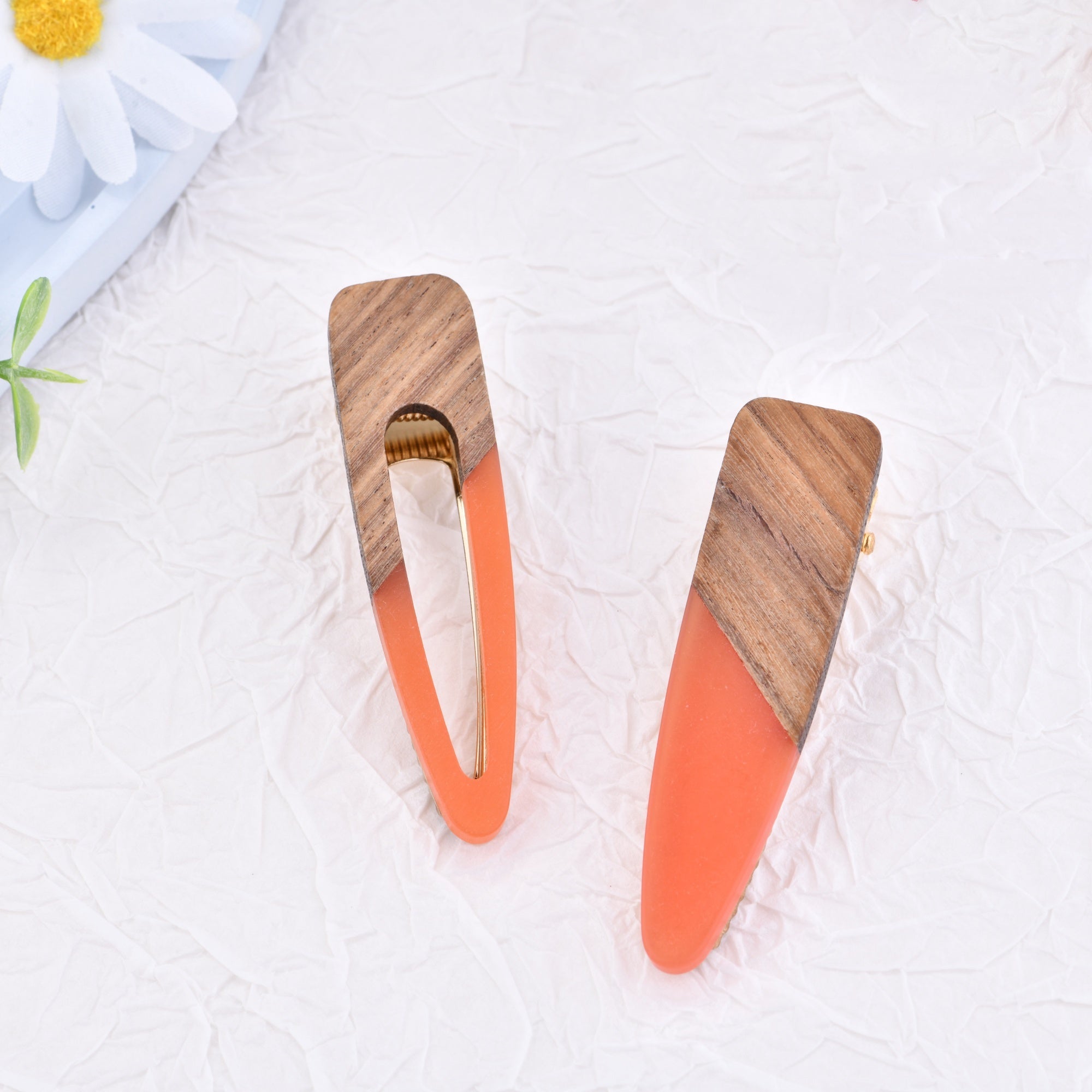 Wooden Hair Clip Set, 2 pcs Hair Clip Pack, Alligator Barrett, Bangs Hairpin, Girls Stocking Stuffer