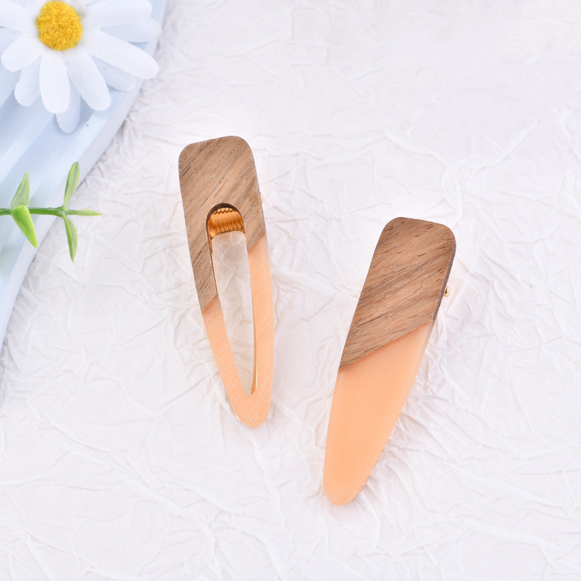 Wooden Hair Clip Set, 2 pcs Hair Clip Pack, Alligator Barrett, Bangs Hairpin, Girls Stocking Stuffer