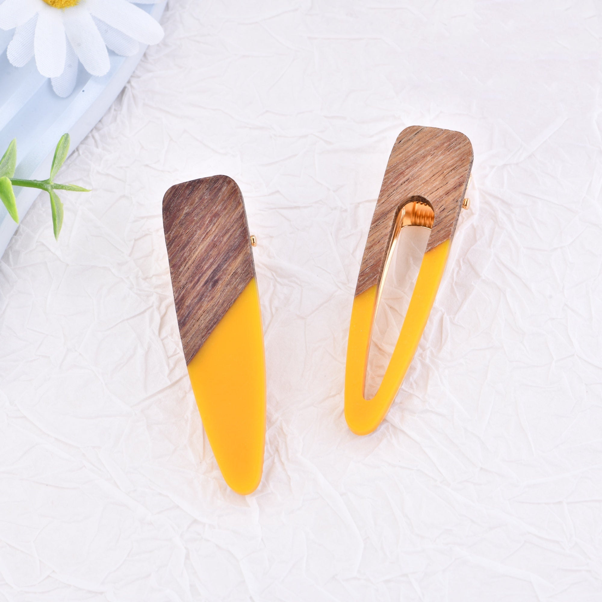 Wooden Hair Clip Set, 2 pcs Hair Clip Pack, Alligator Barrett, Bangs Hairpin, Girls Stocking Stuffer