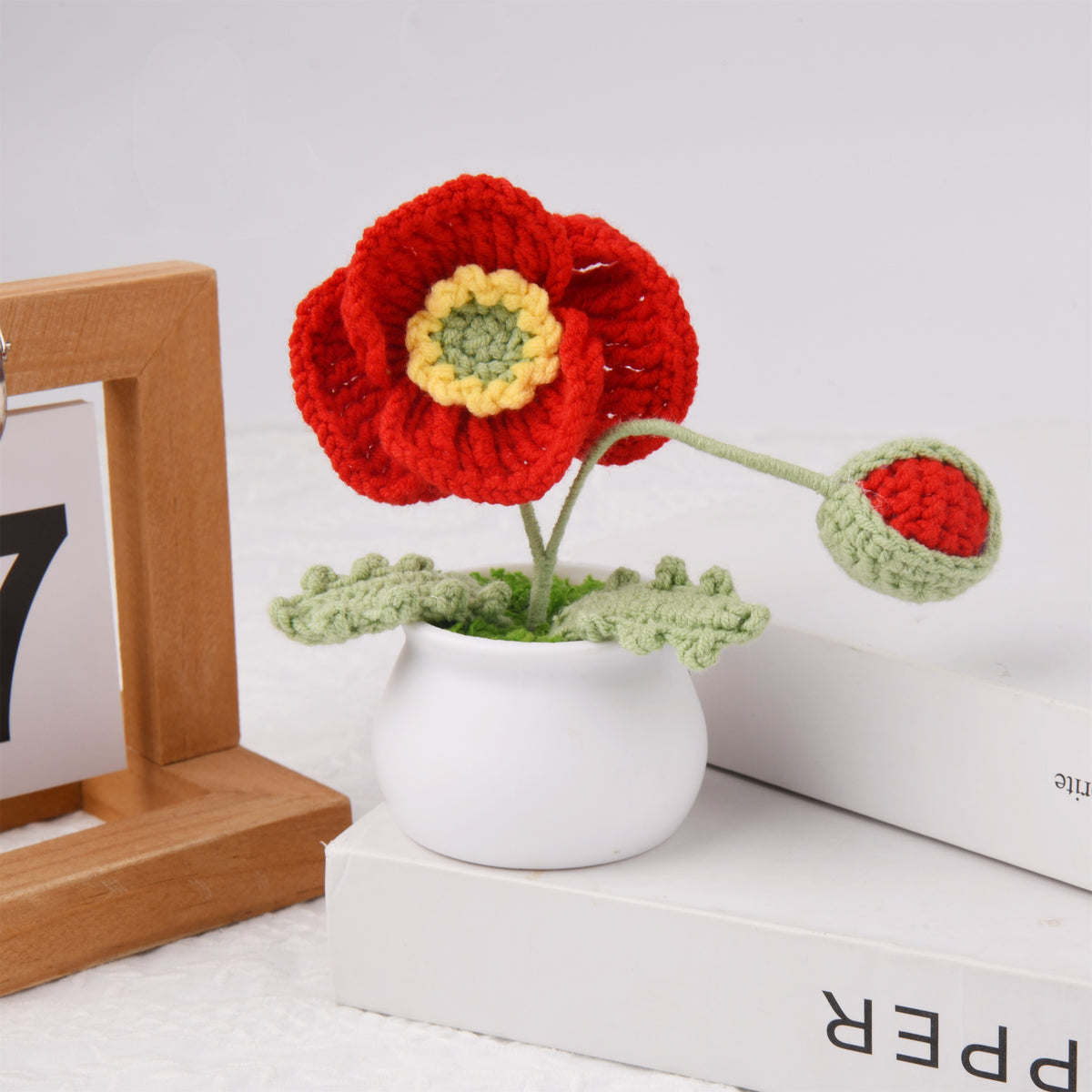 Puppy Flower in a Pot, Handmade Crochet Decor