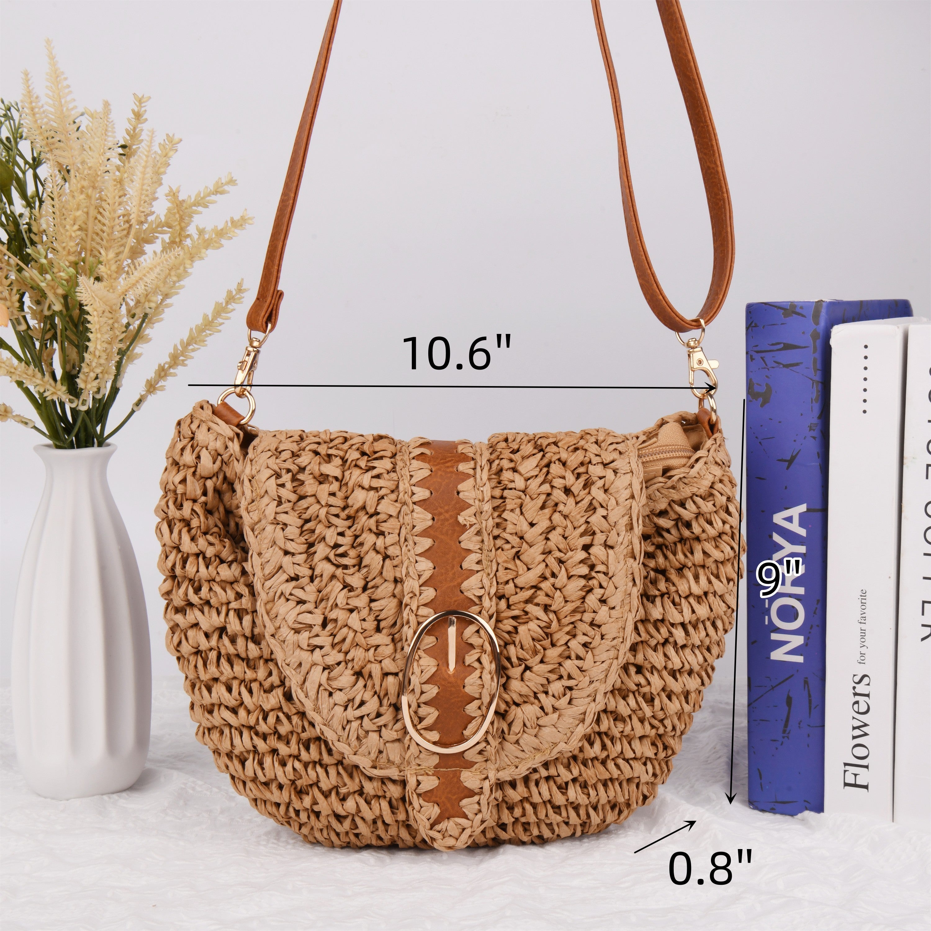 Retro Straw Woven Bag, Large Capacity Beach Bag, Crossbody Bag, Flip Bag, Wedding Gift