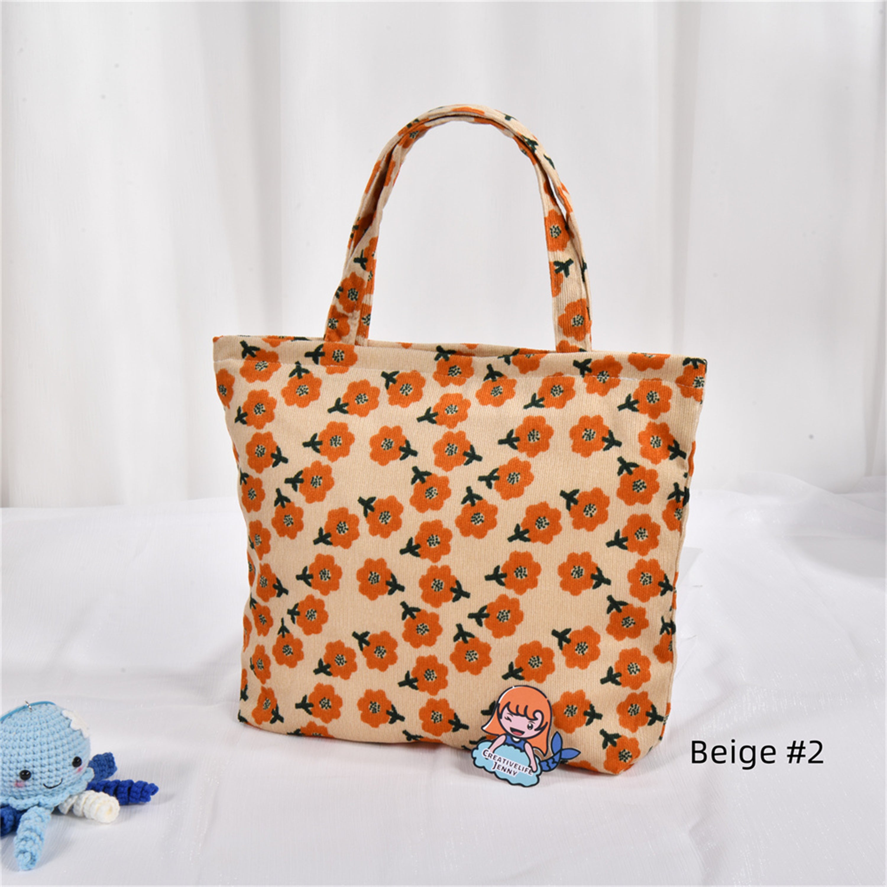 Plum Blossom Flowers Corduroy Tote Bag