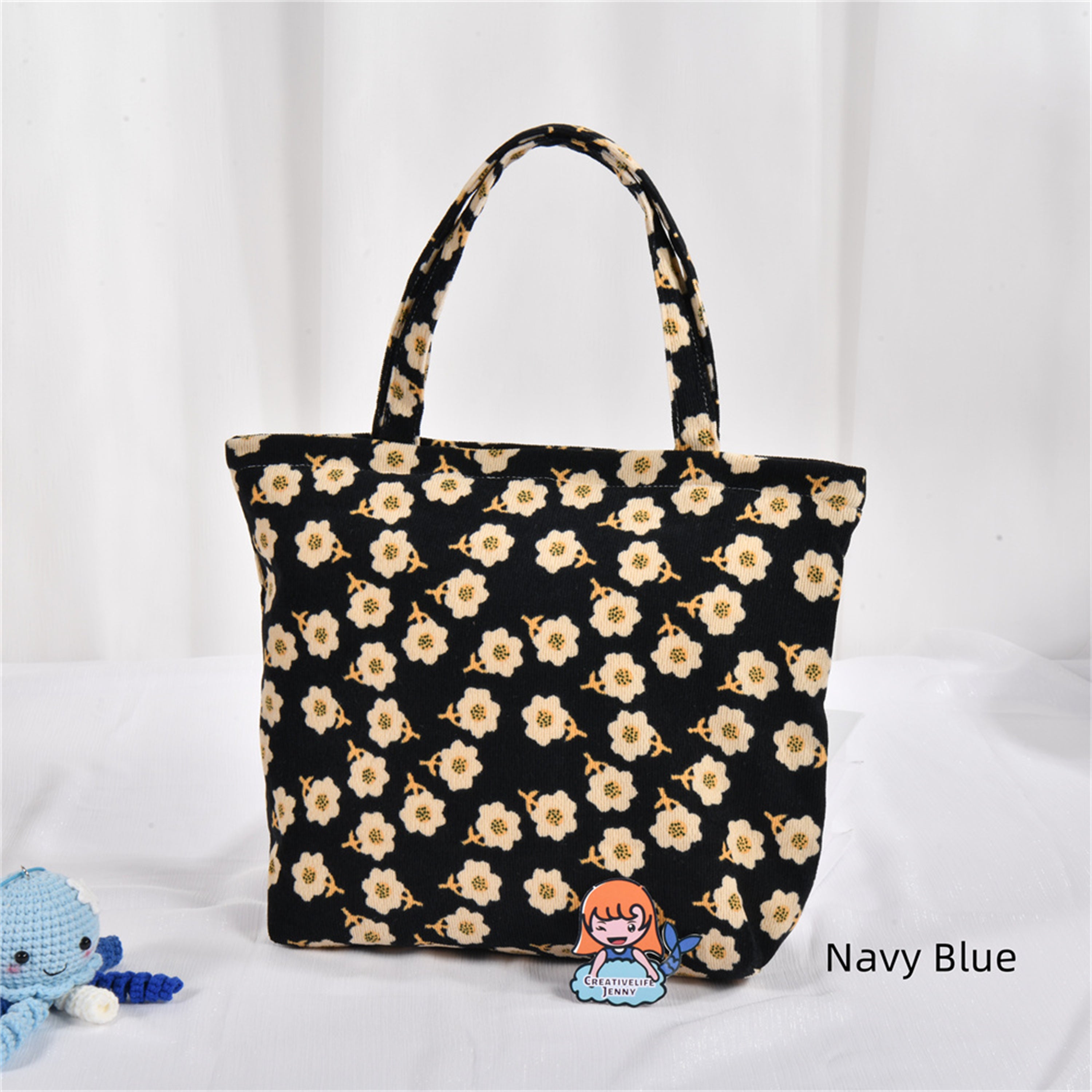 Plum Blossom Flowers Corduroy Tote Bag