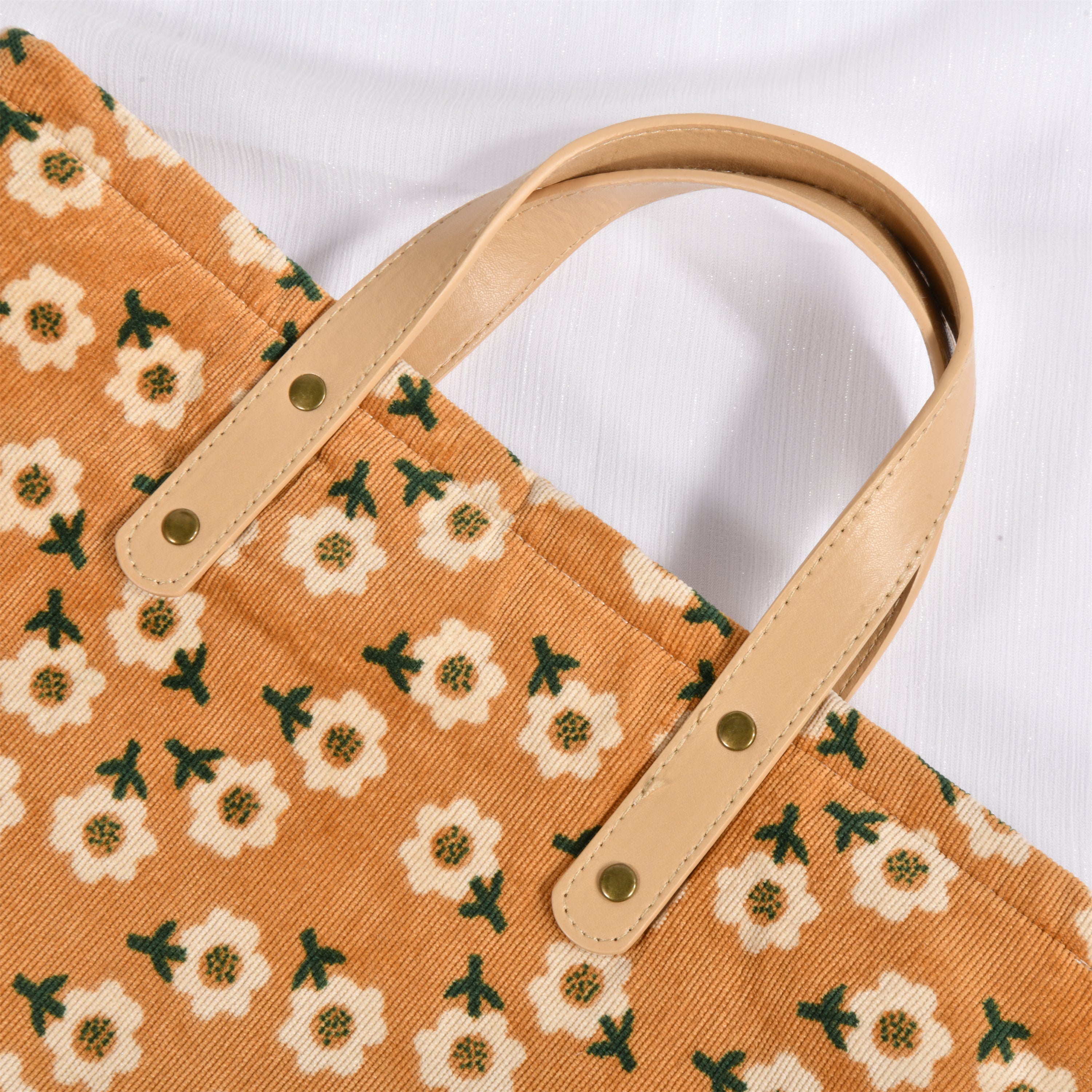 Plum Blossom Flowers Corduroy Tote Bag
