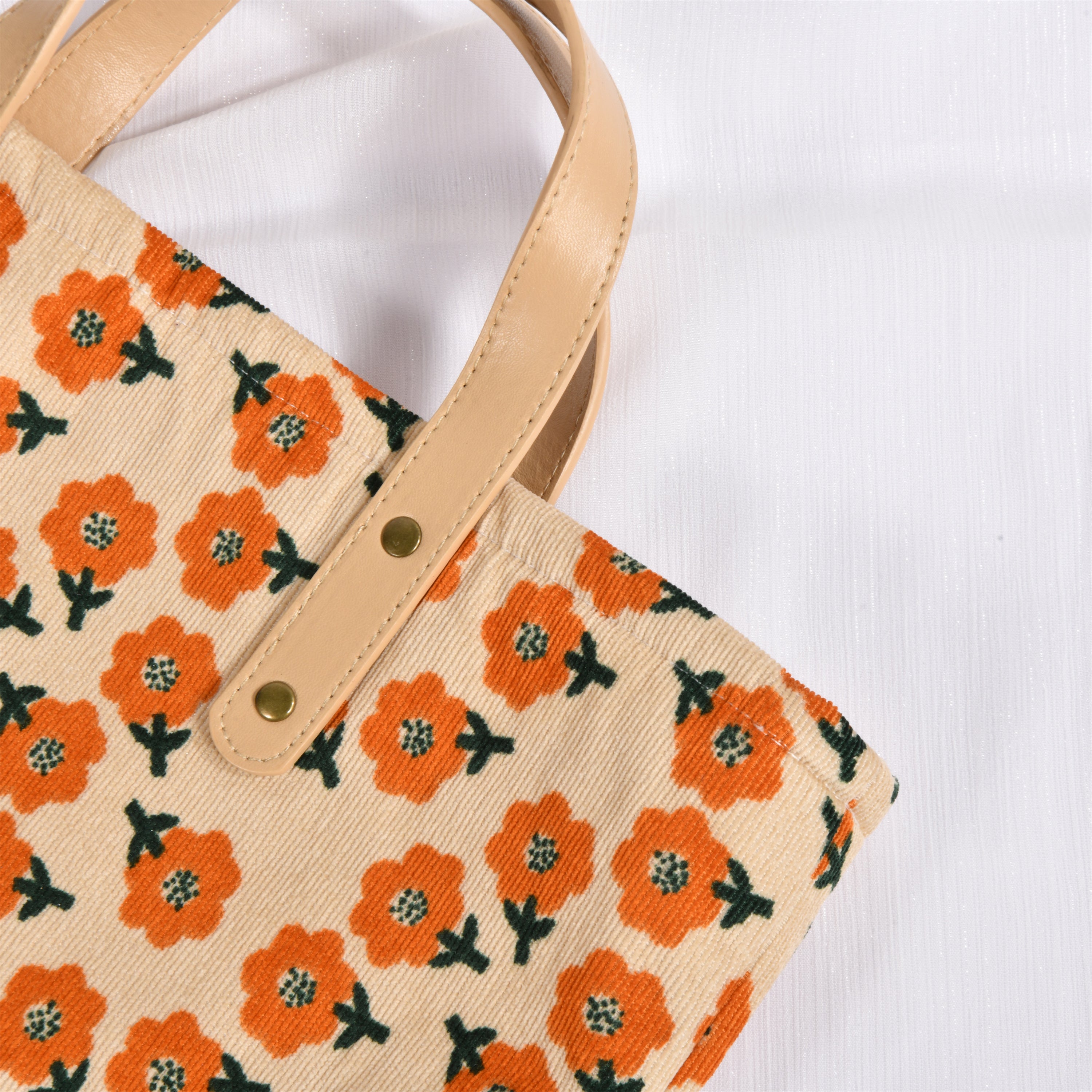 Plum Blossom Flowers Corduroy Tote Bag