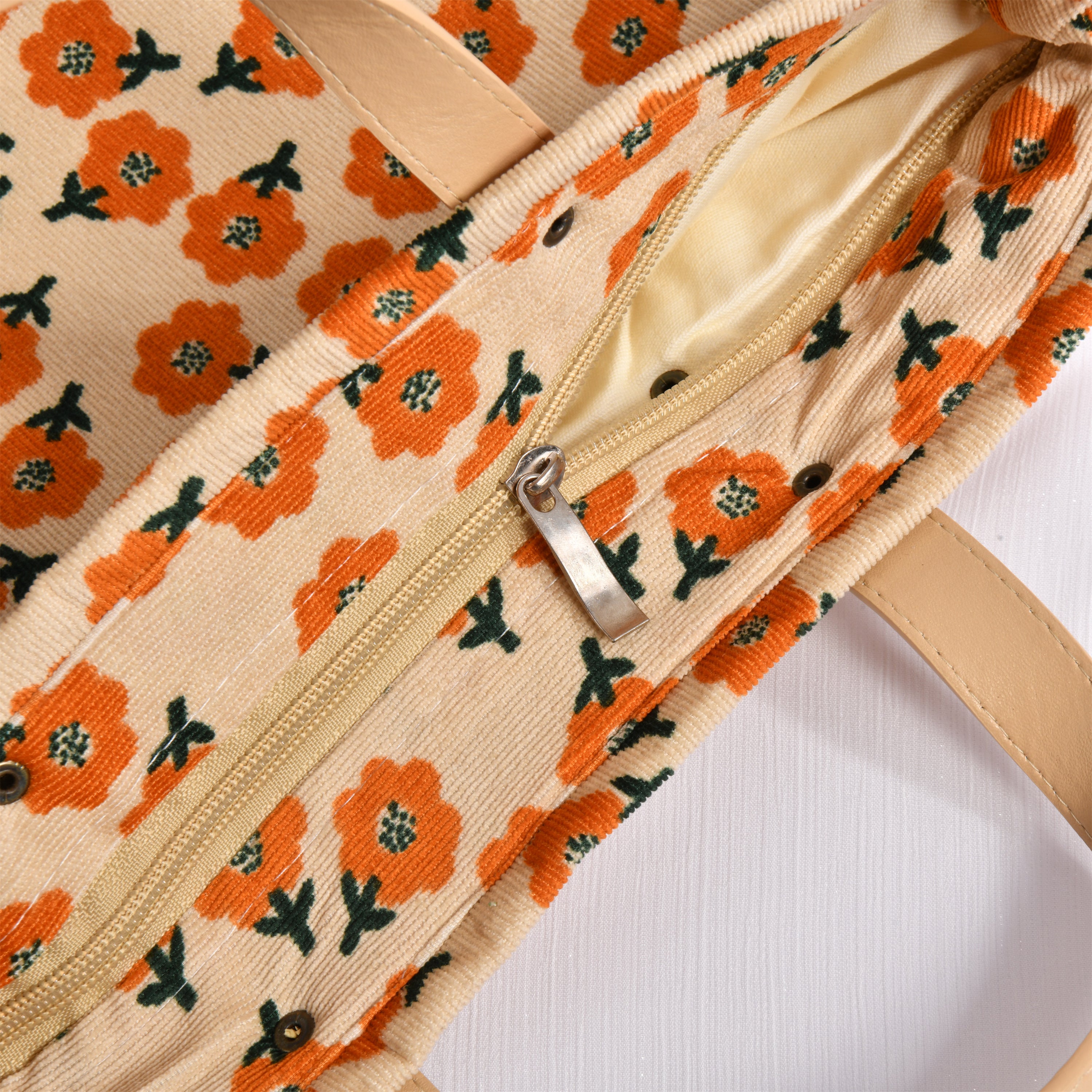 Plum Blossom Flowers Corduroy Tote Bag