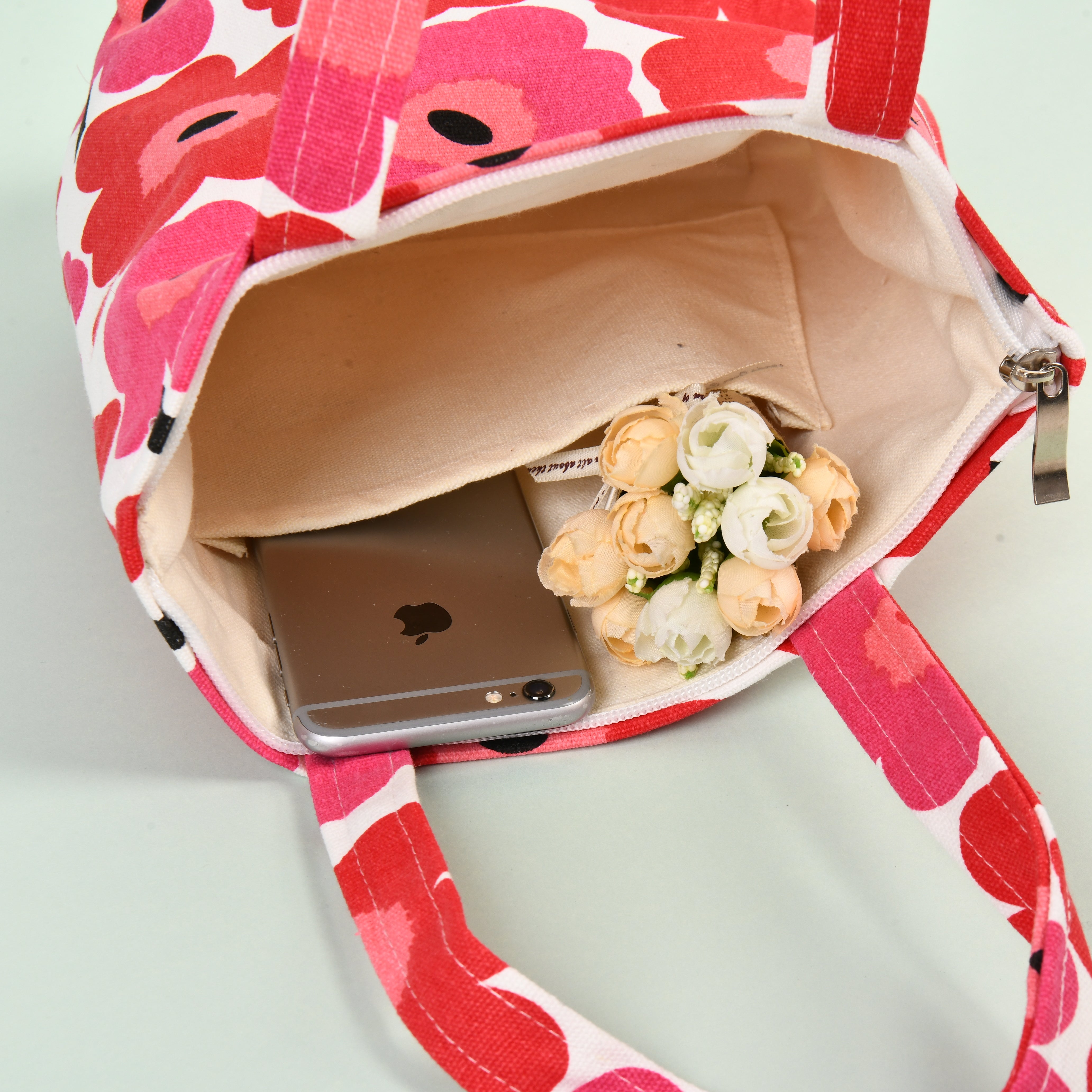 Canvas Flower Shoulder/Tote Bag,Beach Grocery Market Bag