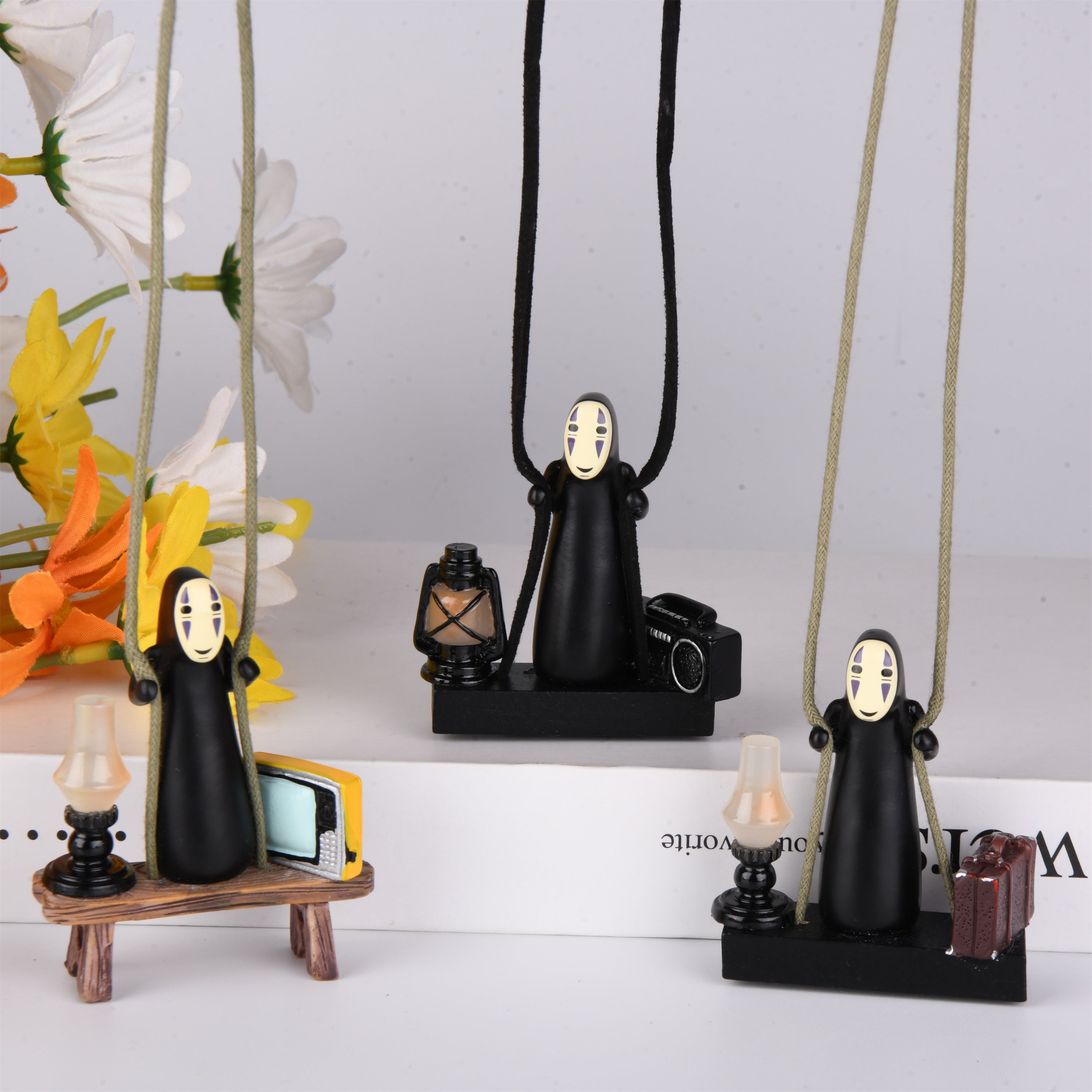 Anime Car Ornament,Swing Faceless Men Car Mirror Accessories,Spirited Away,New Car GIfts