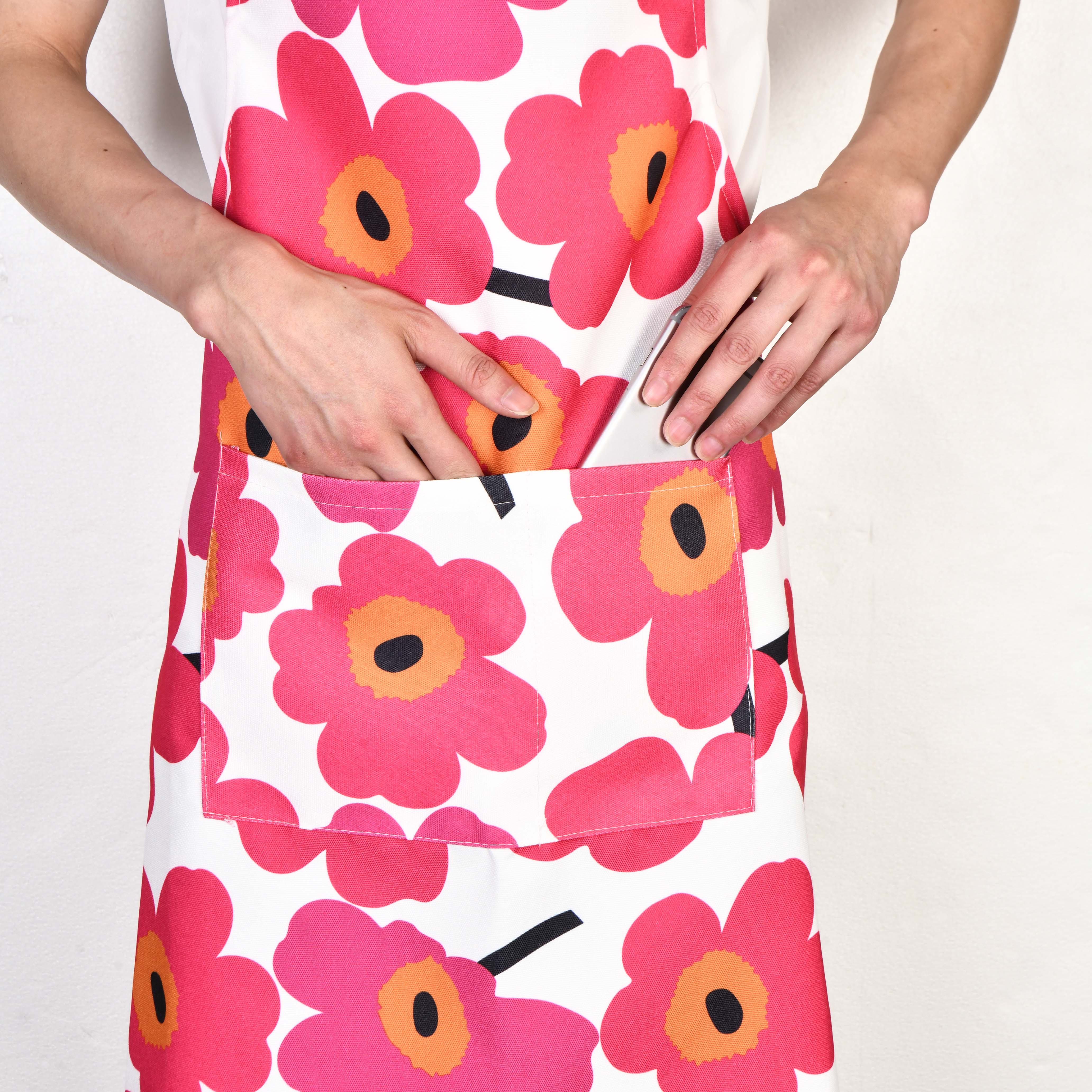 Large Floral Cotton Apron with Pocket,Perfect for Cooking,Garden,Farmhouse