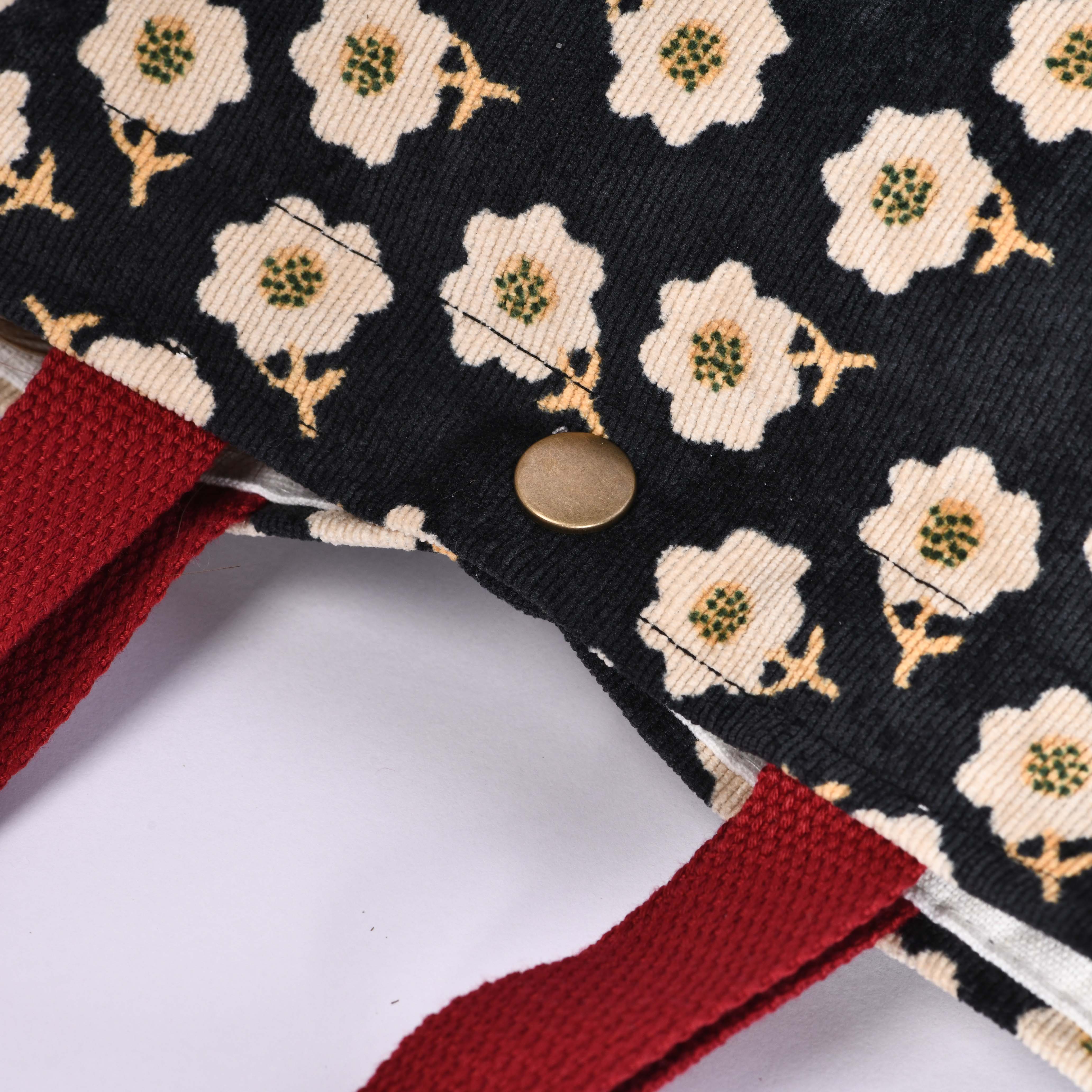 Small Flowers Corduroy Totes,Cute Handmade Purse
