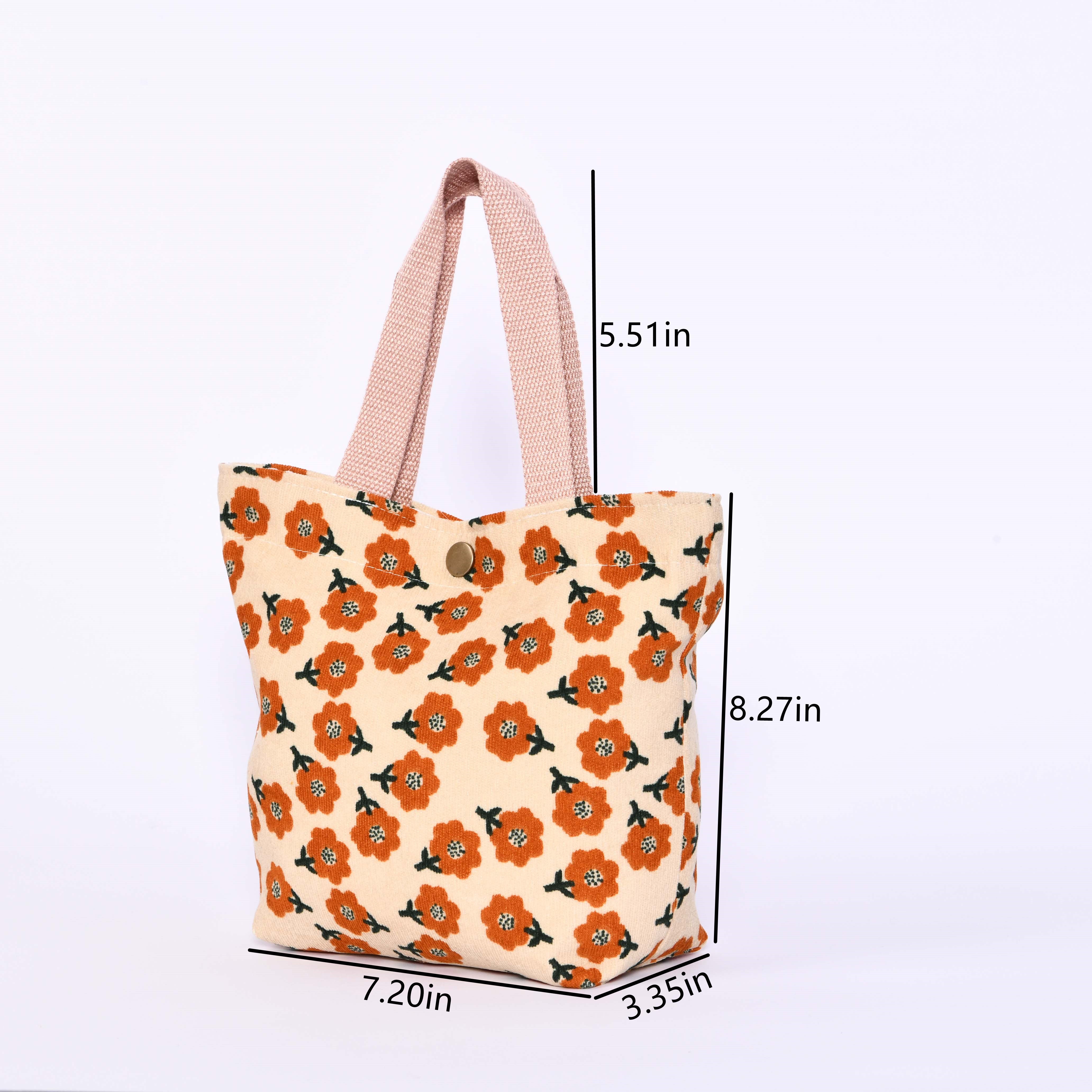 Small Flowers Corduroy Totes,Cute Handmade Purse