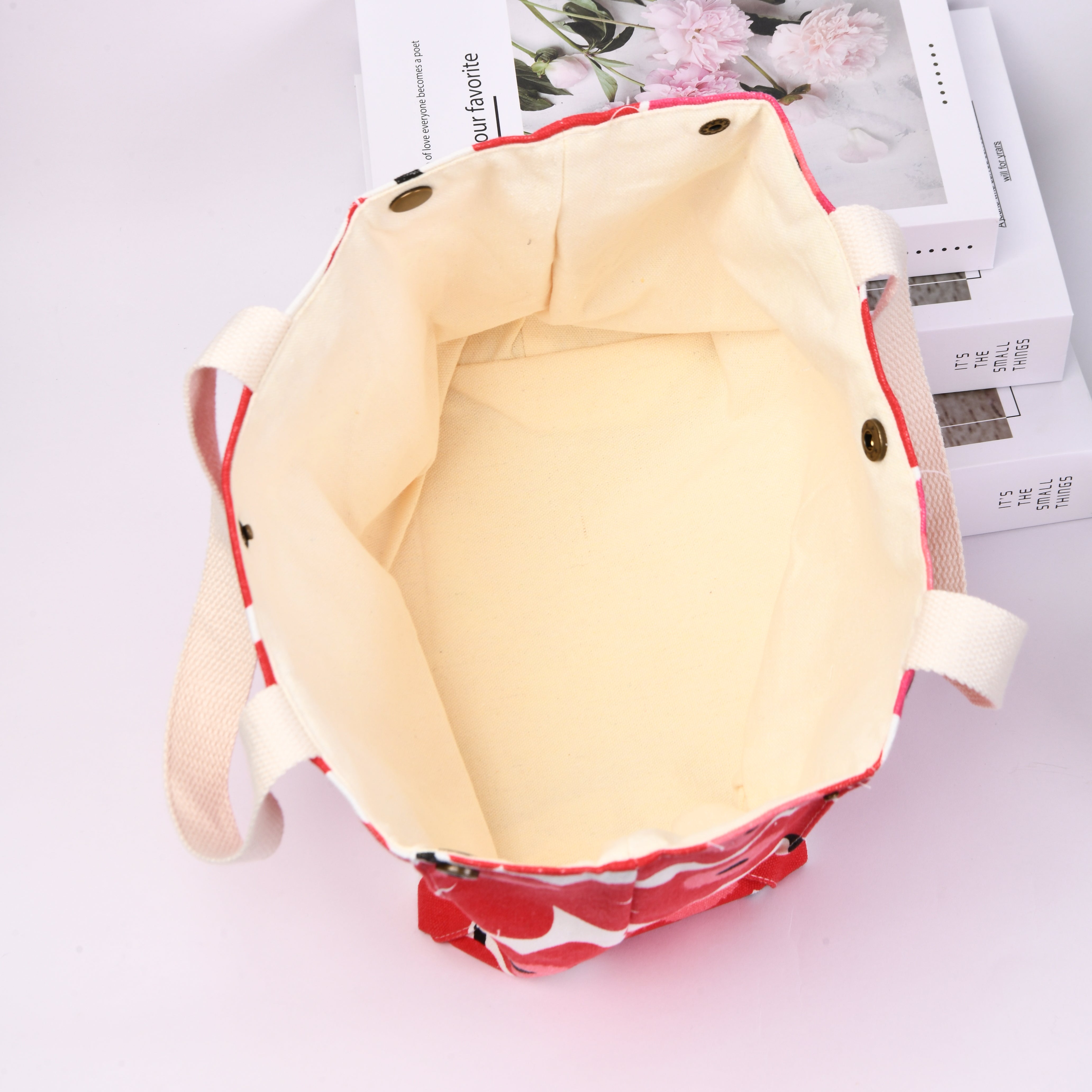 Fabric Handbag Purse,Large Flower Zipper Lunch Tote,Perfect for Work,Pinic,Back to school