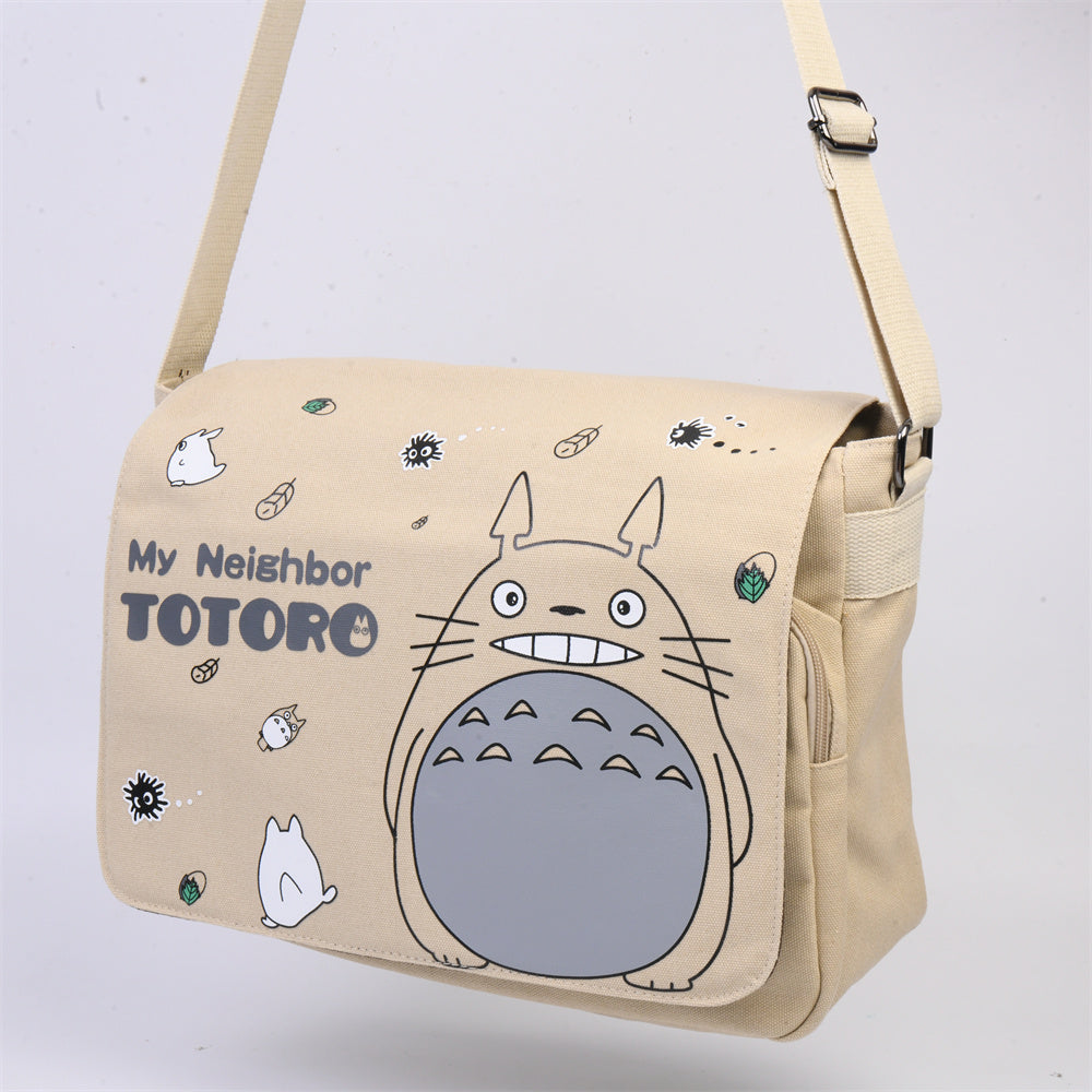 Large Totoro Canvas Satchel Bag, Japanese School Handbag
