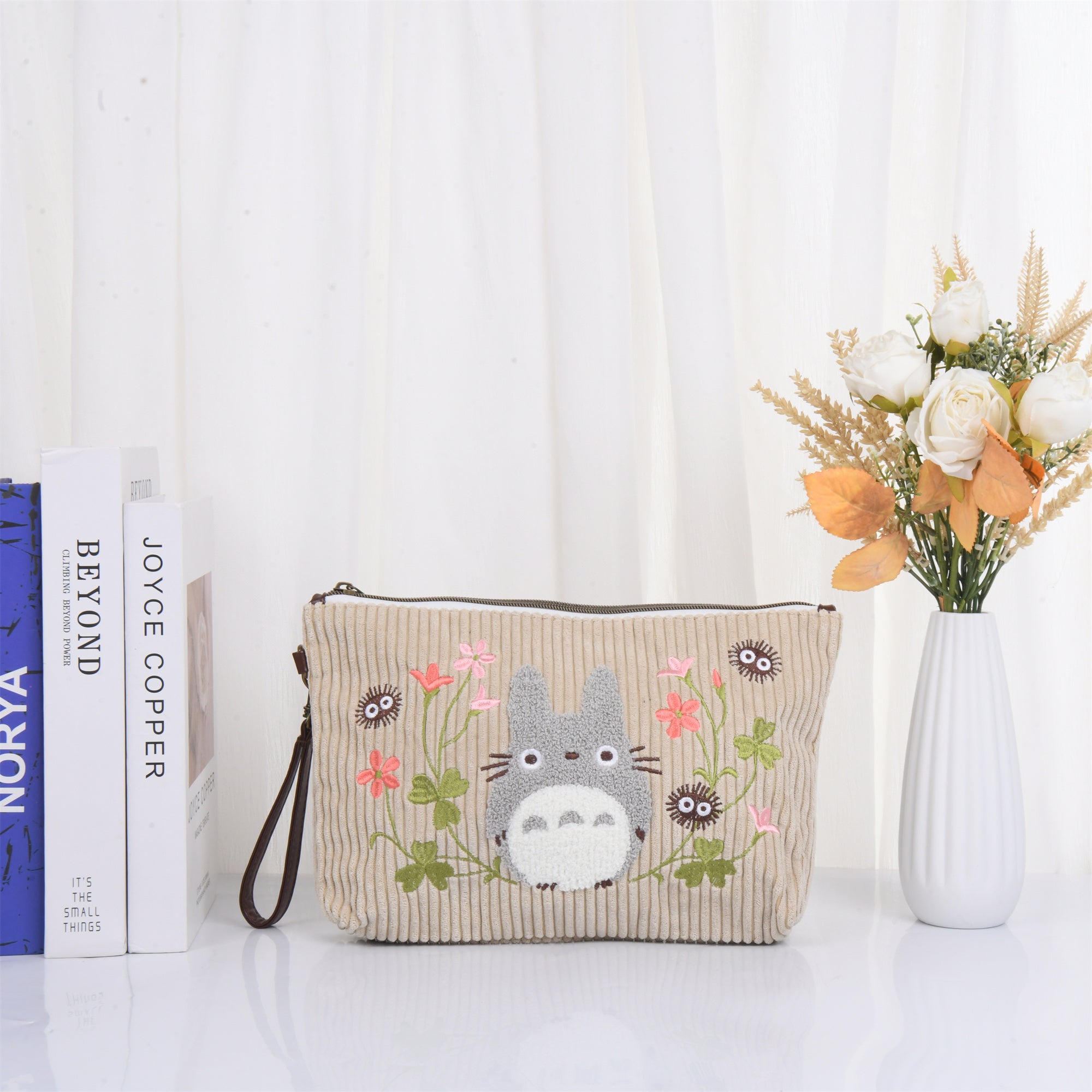 Cute Cartoon Corduroy Embroidered Totes/Makeup Bag