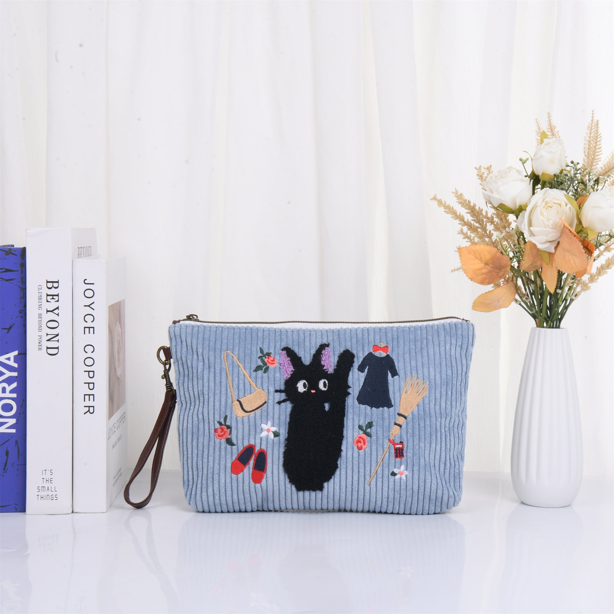 Cute Cartoon Corduroy Embroidered Totes/Makeup Bag