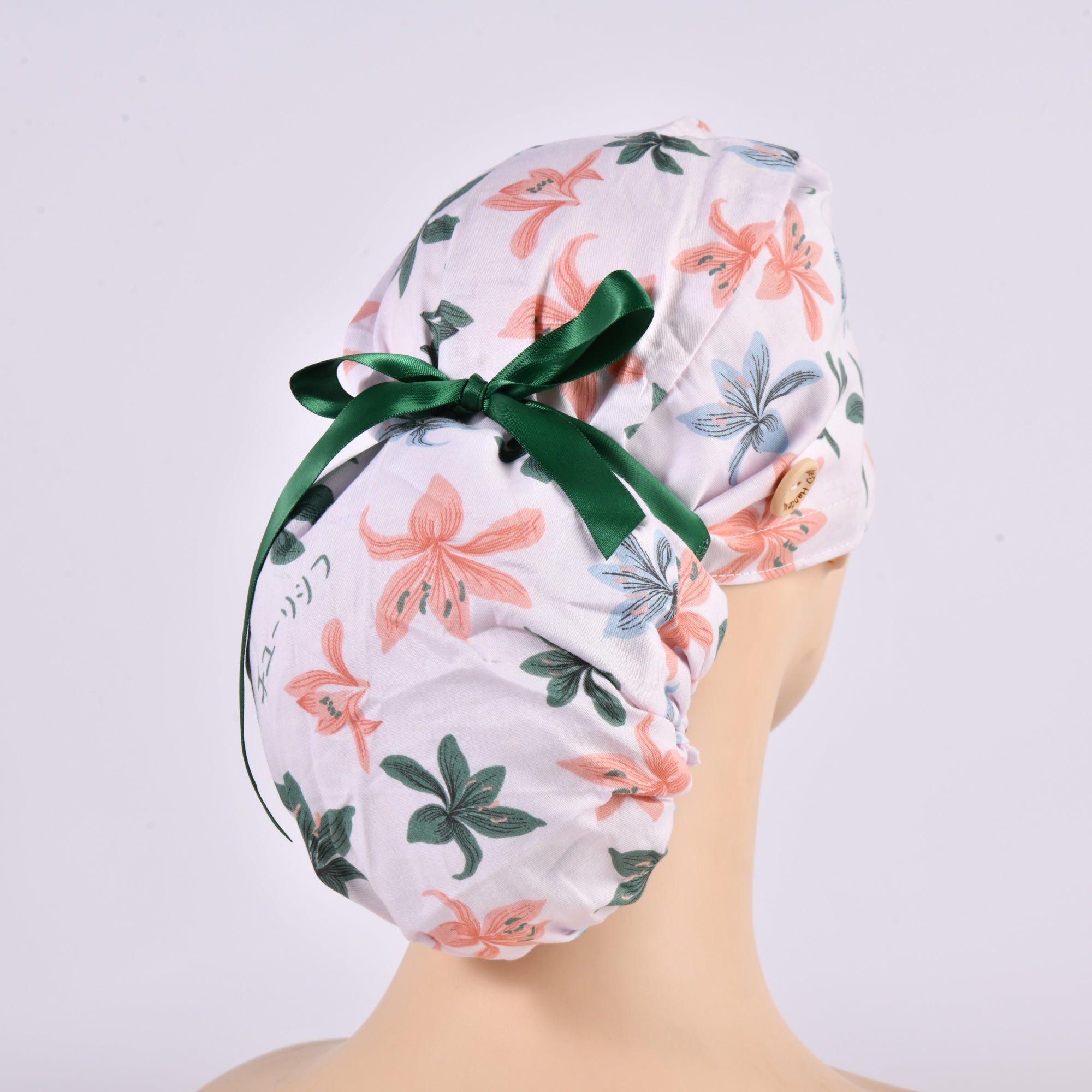 Colorful Lily Flower Cotton Ponytail Scrub Cap