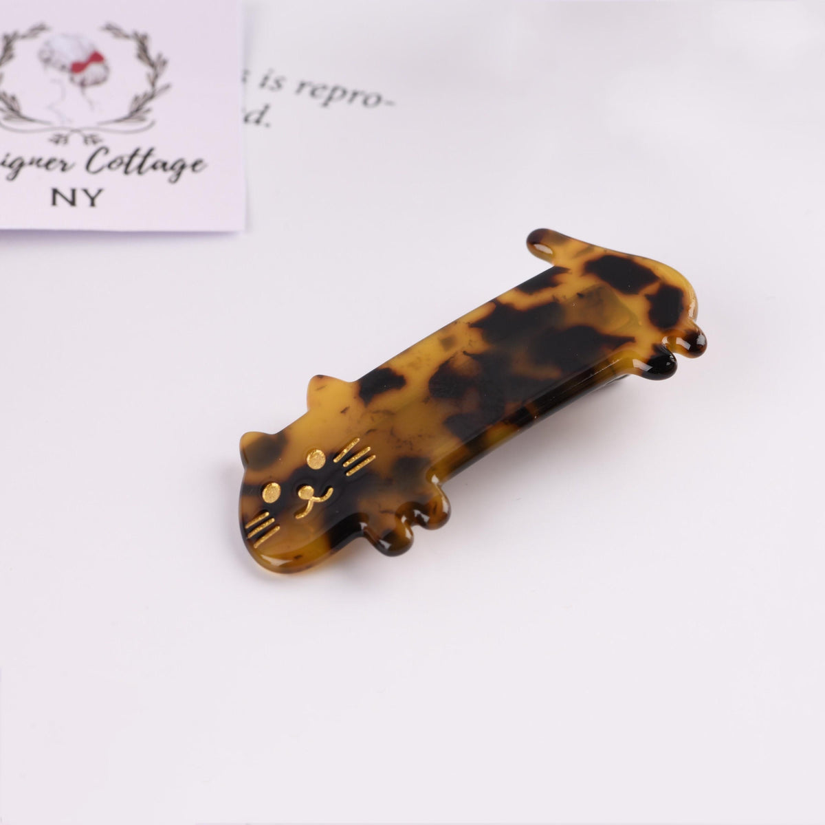 Adorable Cat Acetate Alligator Hair Clip