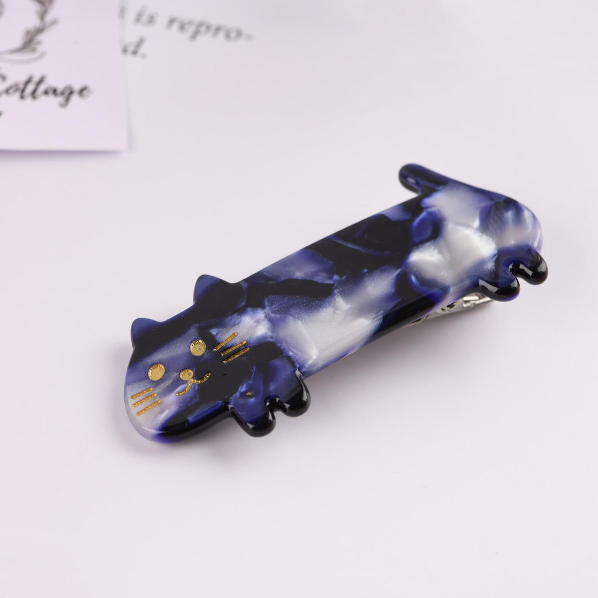 Adorable Cat Acetate Alligator Hair Clip