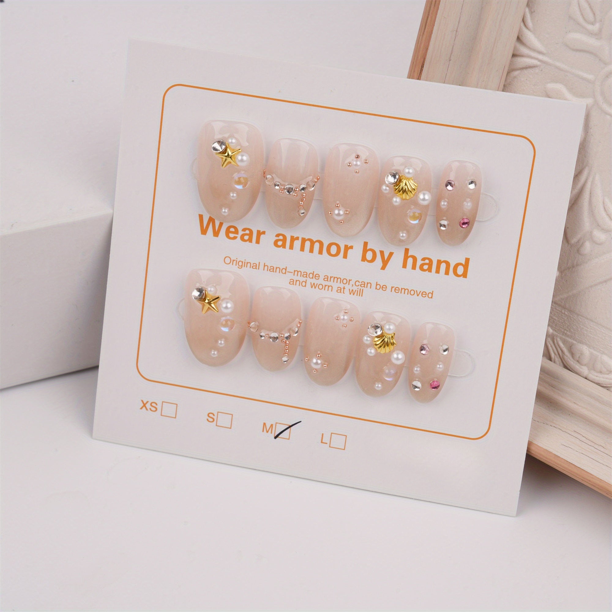Gold Stars Press on Nails, Medium Oval Nails, Reusable Nails, Gentle Wedding Manicure